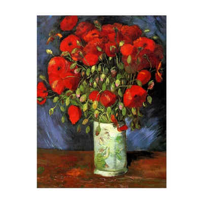 Bilderdepot24 Leinwandbild Alte Meister - Vincent van Gogh - Vase mit roten Mohnblumen, Blumen