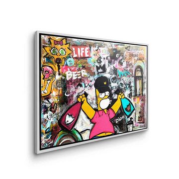 DOTCOMCANVAS® Leinwandbild Simpson Collage, Simpsons Leinwandbild quer comic Pop Art Collage lifestyle Champagner