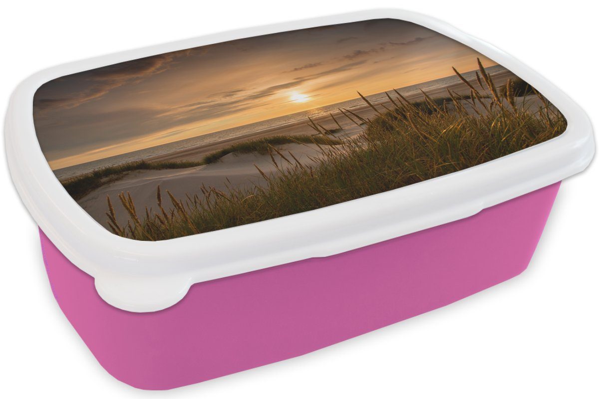 Mädchen, für Europa, MuchoWow Kinder, Strand Farben Brotdose Kunststoff, Brotbox Lunchbox (2-tlg), rosa Kunststoff - - Snackbox, Erwachsene,