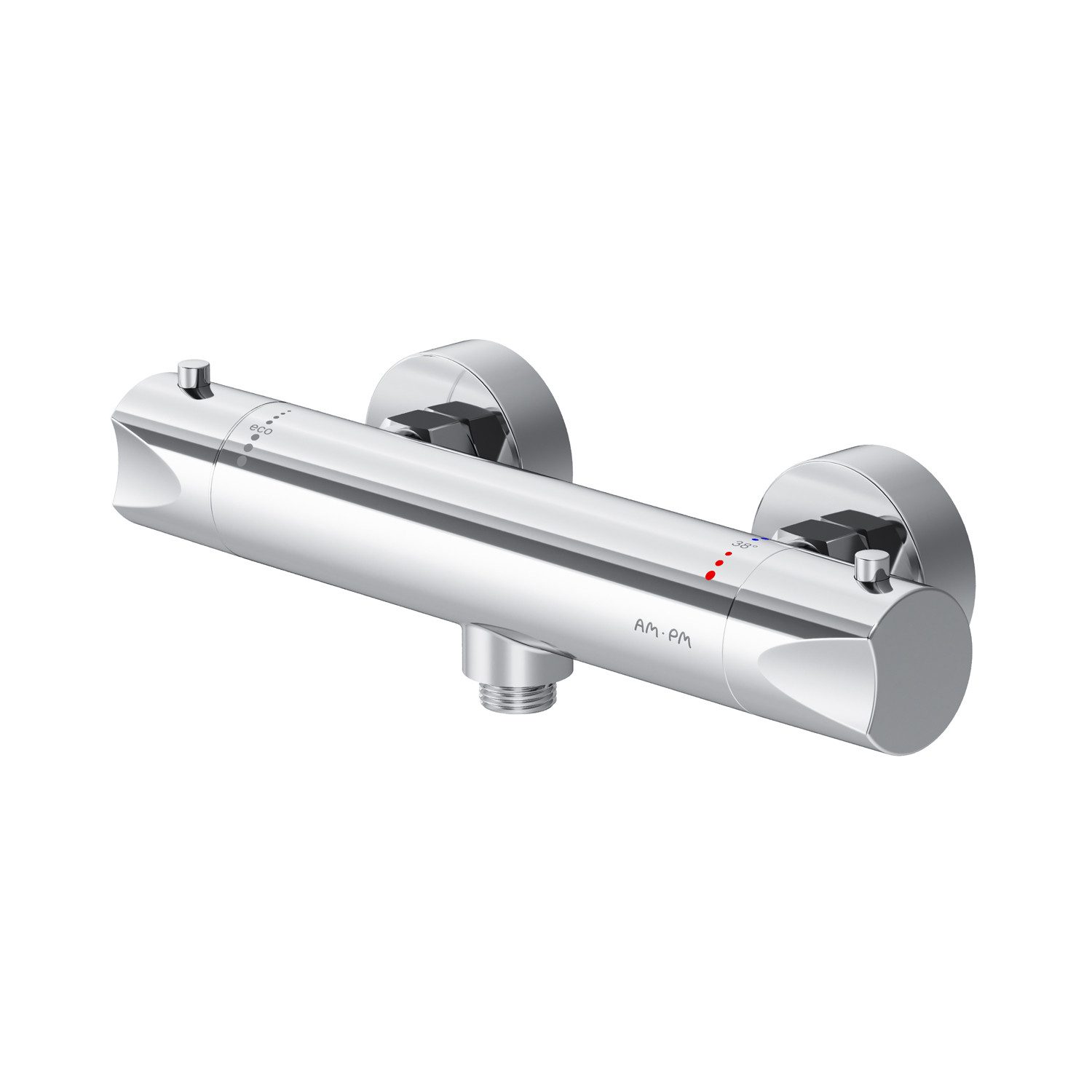 AM.PM Duscharmatur Thermostat HIT Duschthermostat Brausethermostat Badarmatur für Dusche (Brausearmatur mit Sicherheitsbegrenzung bei 38℃, Dusch-Armatur Mischbatterie mit Thermostatregler) Drehregler inkl. 2 x Abdeckrosetten