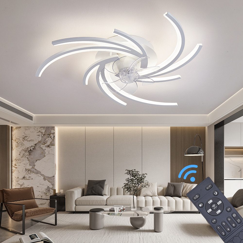 Eurotondisplay Deckenventilator Deckenventilator LED Beleuchtung Deckenlampe Fernbedienung, Mit Fernbedienung einstellbar