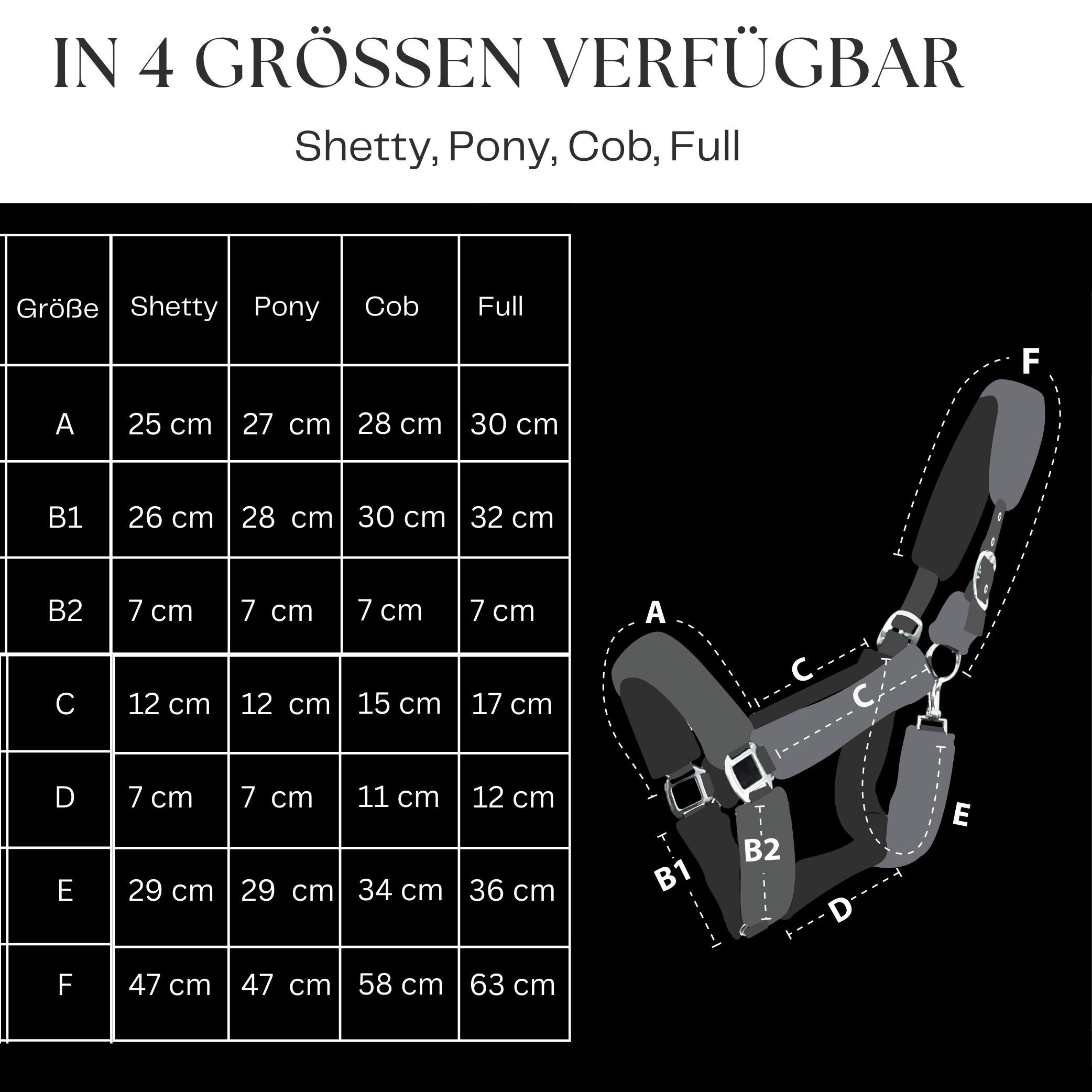 Pferdelinis Halfter Halfter für Pferde mit Glitzer Steinen, schwarz, 2-fach verstellbar, 2-fach verstellbar