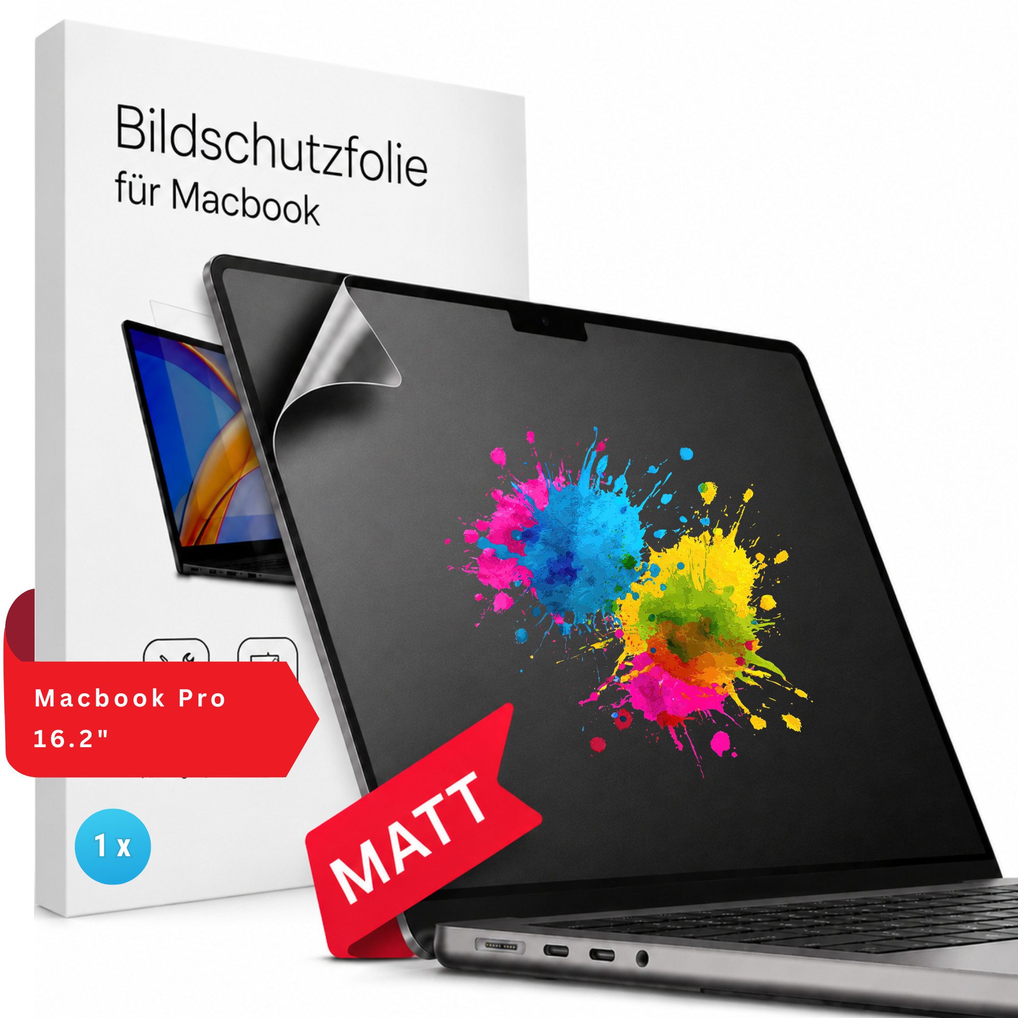 RUHE Displayschutzfolie Macbook Schutzfolie für MacBook Neo / Pro / Air (M1-M5, 2021-2026) PET für MacBook Pro 16.2", PET, 1 Stück, Matte Displayschutz-Folie, Anti Fingerabdruck, Entspiegelt, Kratzfest