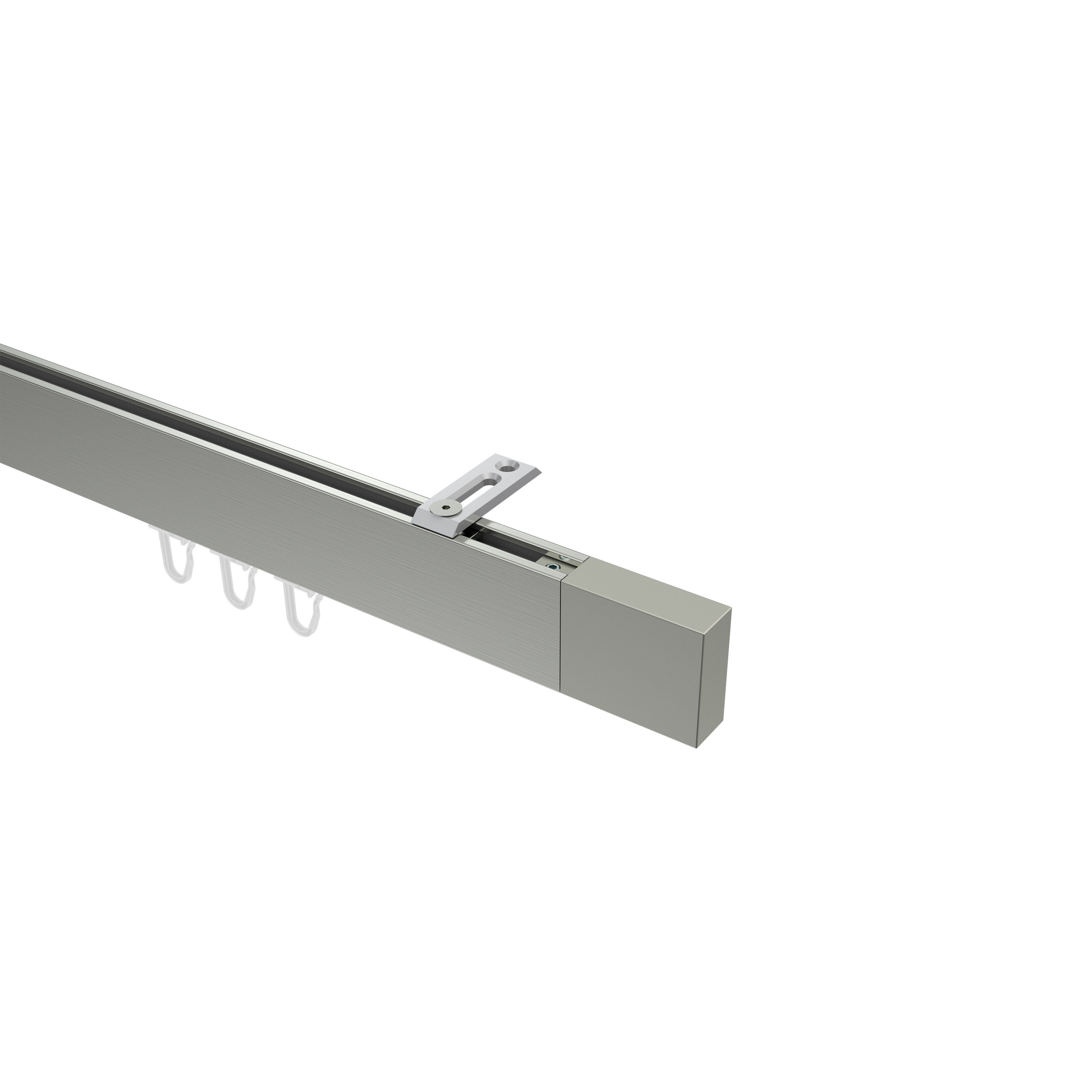 Gardinenstange Smartline Lox, INTERDECO, 1-läufig, 14x35 mm, eckig, Deckenmontage, Edelstahl-Optik