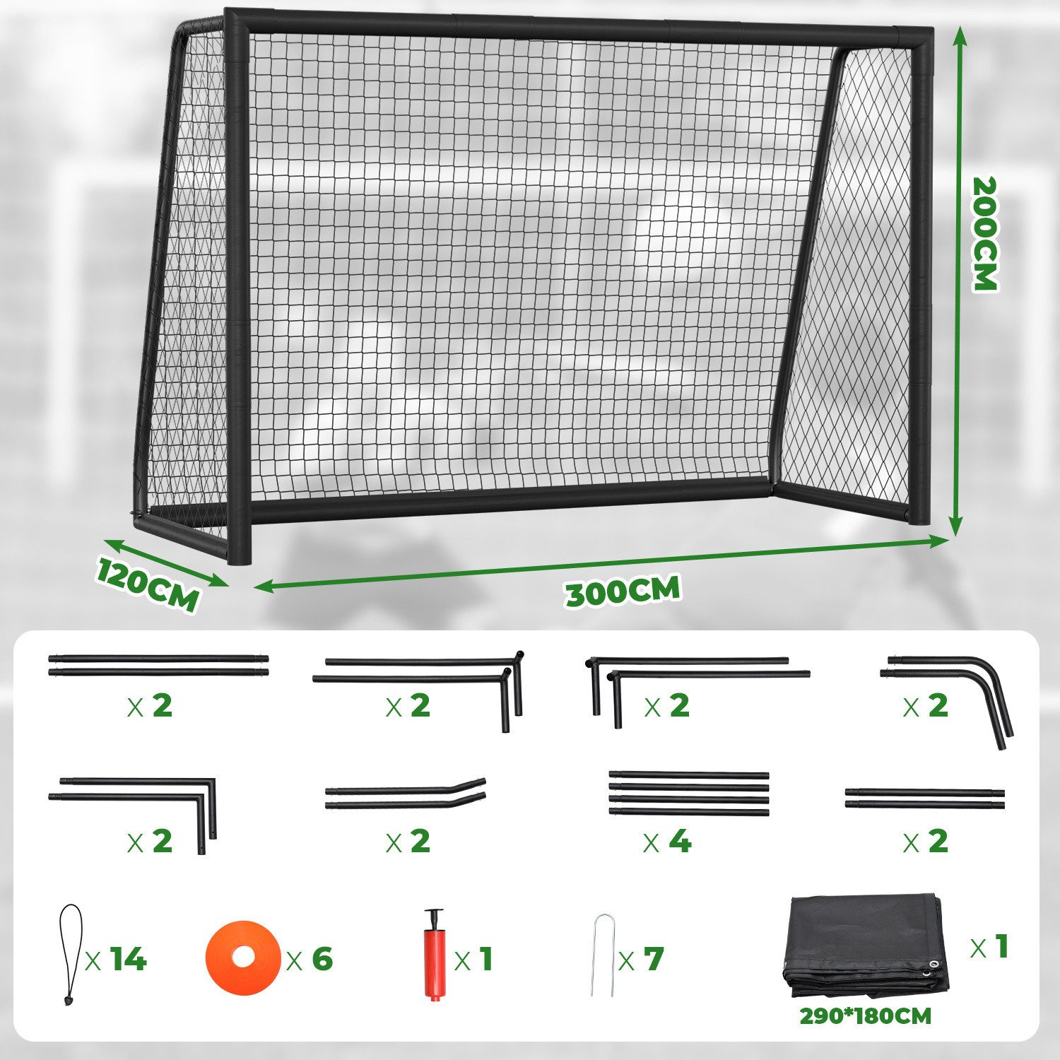 Clanmacy Fußballtor Kinder Fußballtor mit Torwand & Netz 300x200x120cm für Garten & Indoor (1 St)