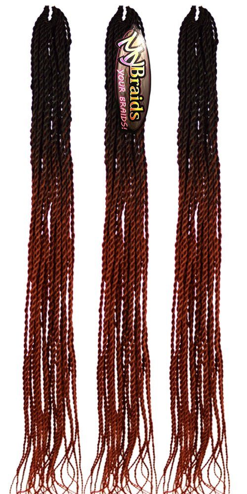 MyBraids YOUR BRAIDS! Kunsthaar-Extension Senegalese Twist Crochet Braids 3er Pack Ombre Zöpfe 14-SY Schwarz-Rotbraun