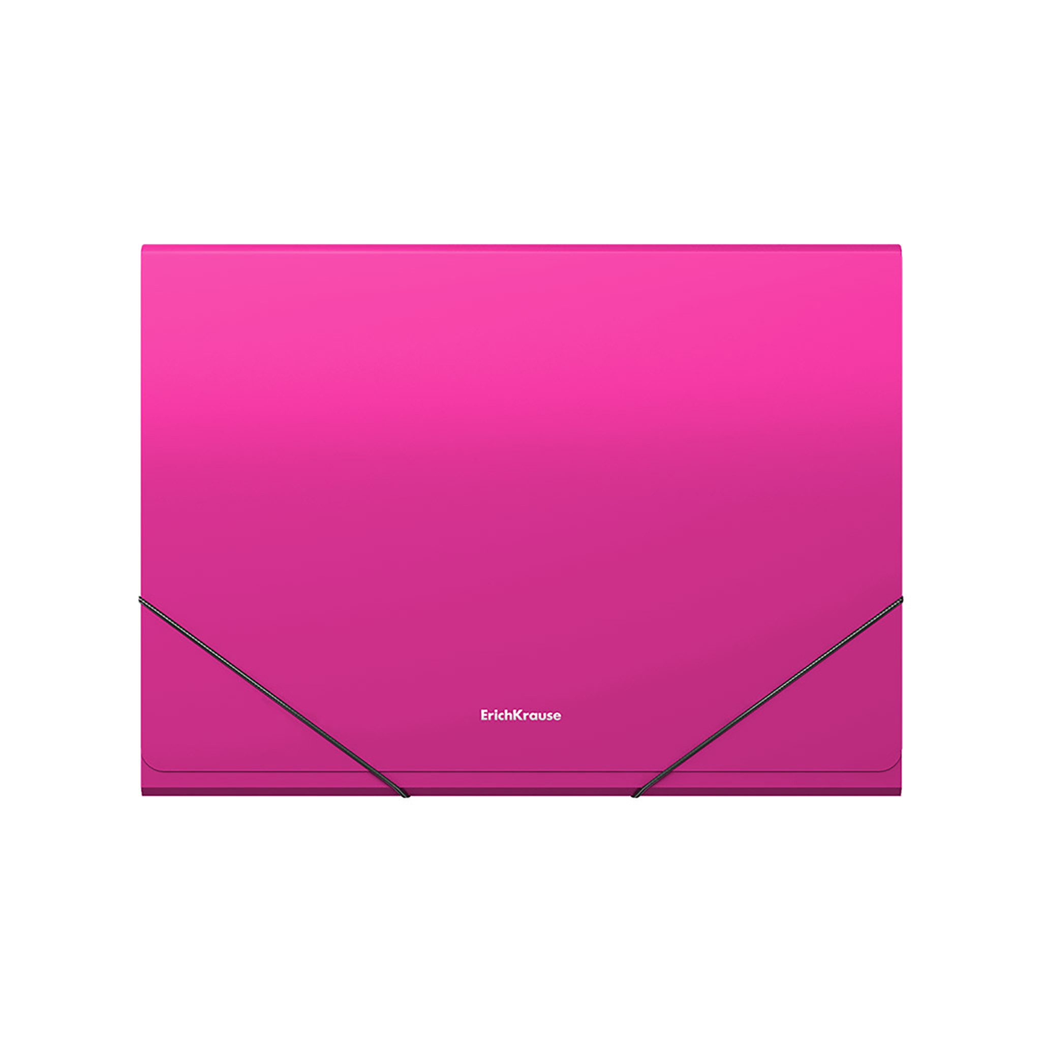 Erich Krause Fächermappe, Dokumentenmappe A4 mit Gummiband 12 Fächern Kunststoff Pink