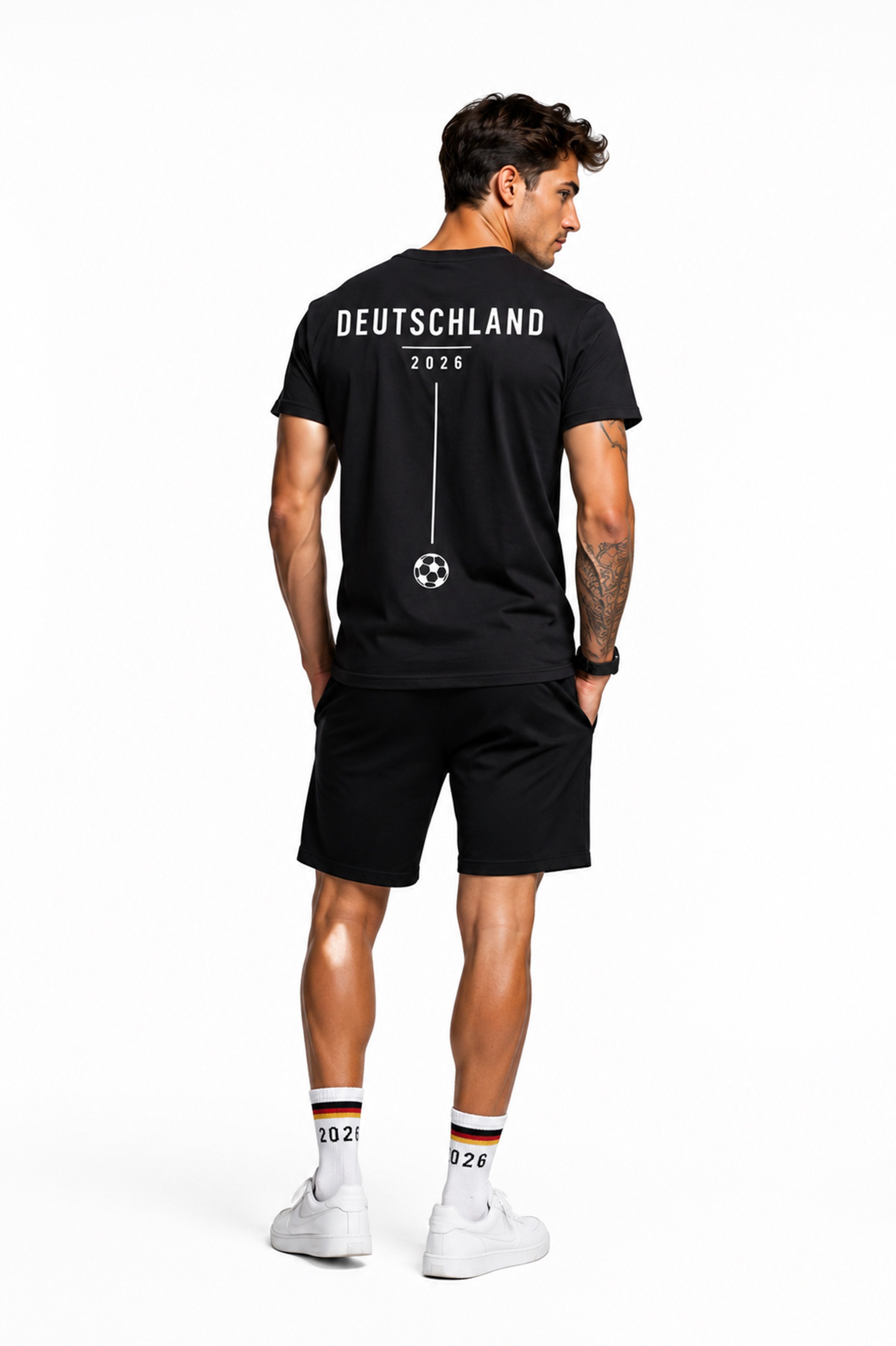 Banco T-Shirt Herren Die Mannschaft Fußball WM Public Viewing Kurzarmshirt (Einzelartikel) Hochwertige 4-Sterne-Stickerei, rückseitiger Thermo-Kleber