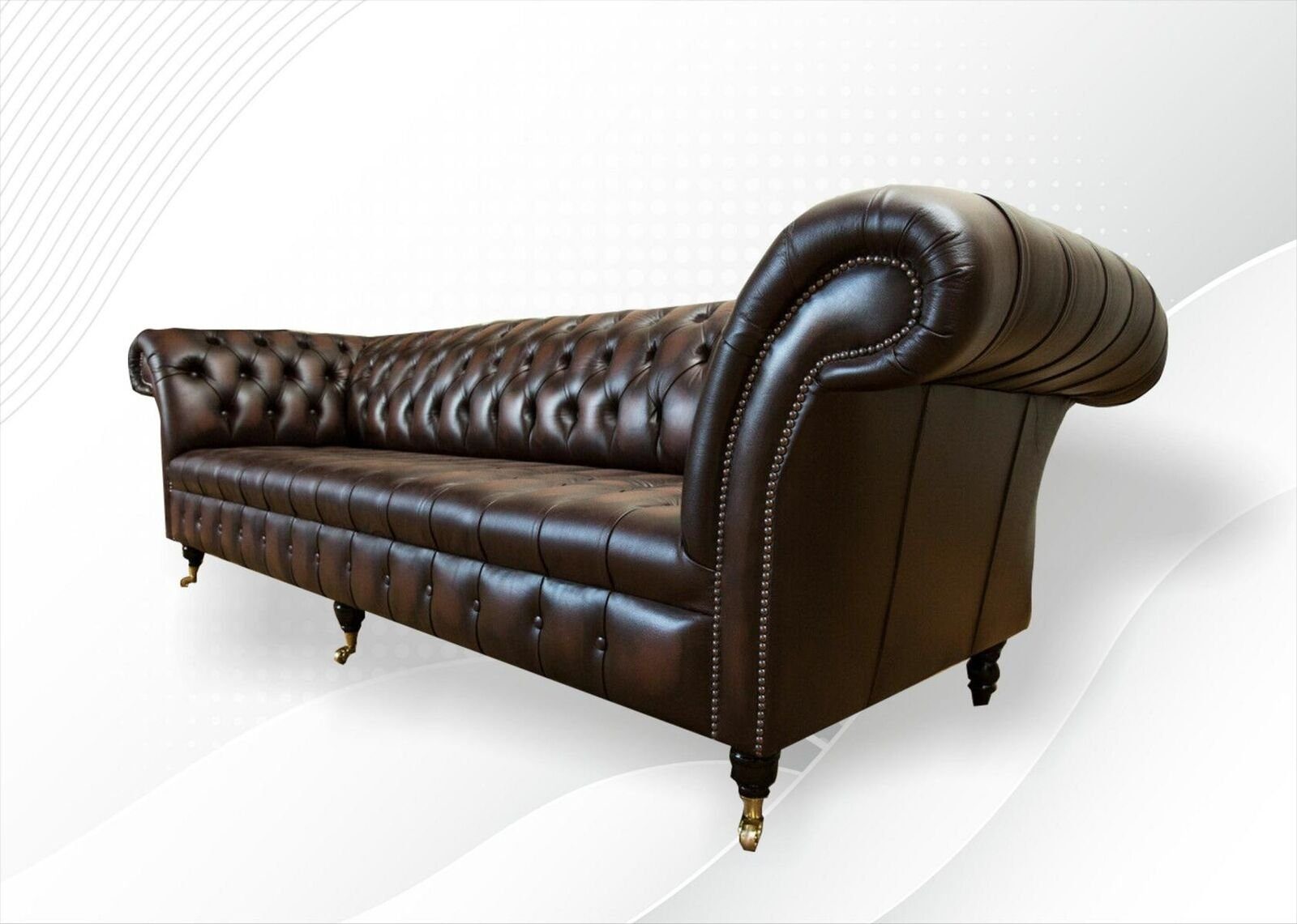JVmoebel xxl Sofa Chesterfield Sitzer Sofas in Sofort, Chesterfield-Sofa Europa 265cm Made Leder 4 100% Big 1 Teile,