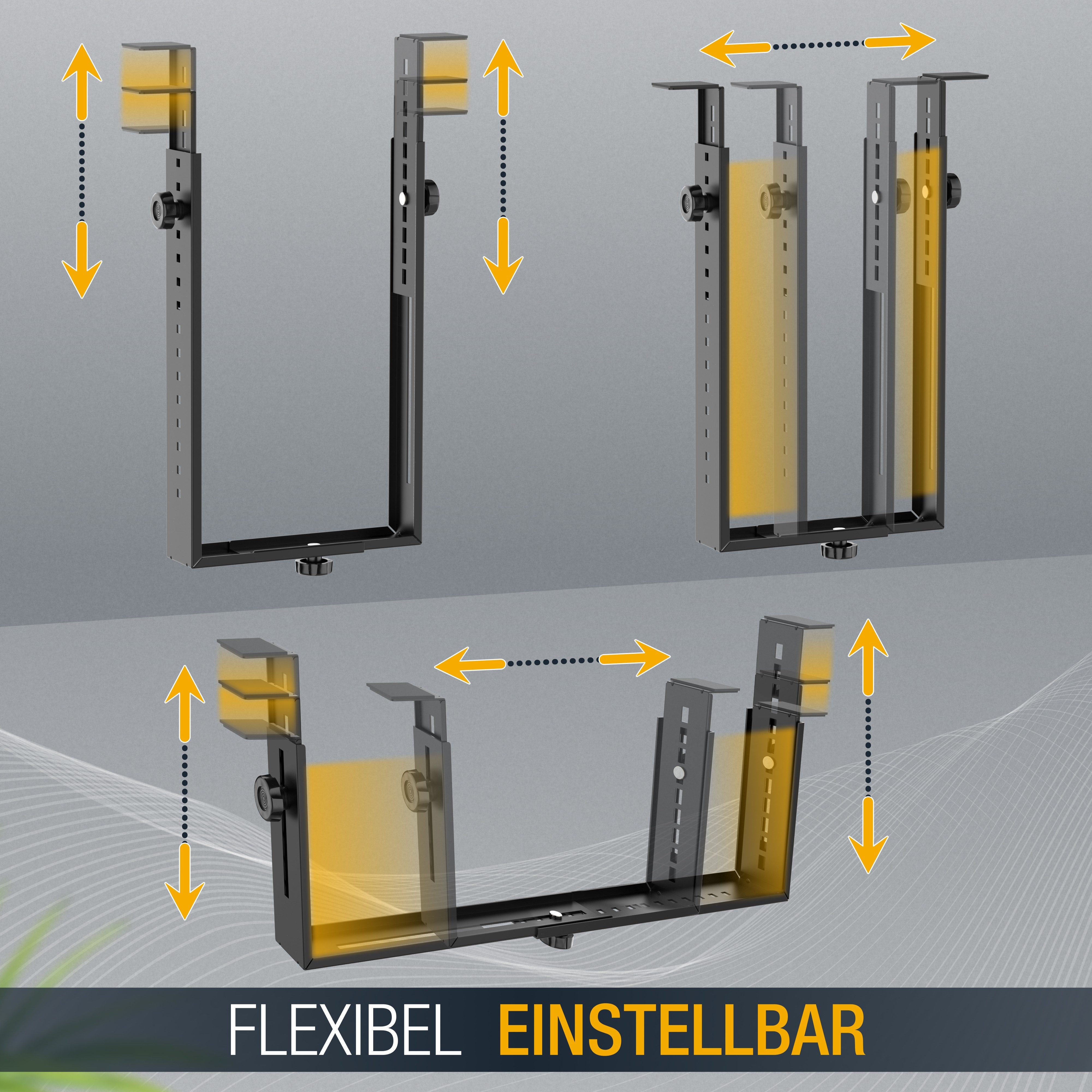 RICOO Halterung PC Halterung unter Schreibtisch flexibel Gaming Büro Tisch TRH02-B, (vertikal oder horizontal Befestigung, 1-tlg., max 35 Kg Rechner Halter für  – Bild 5 von 5