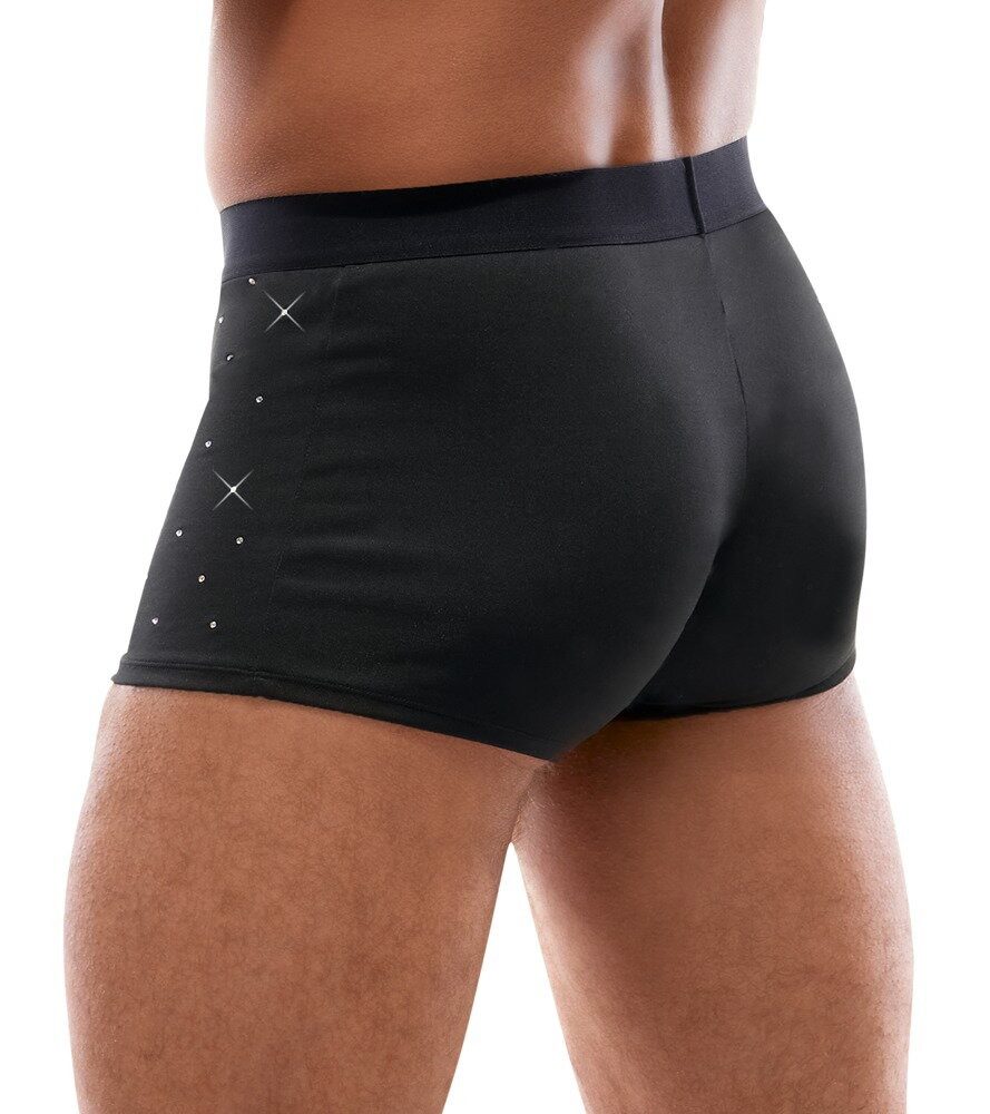 Svenjoyment Boxershorts Boxershorts mit Schmucksteinen - schwarz (1-St) Vorne mit Strass-Steinchen besetzt