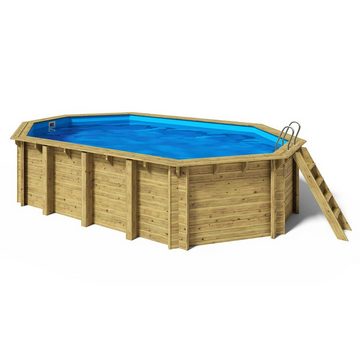 Paradies Pool Pool, Holzpool Cariba 657x407x138cm, Folie blau 0,8mm