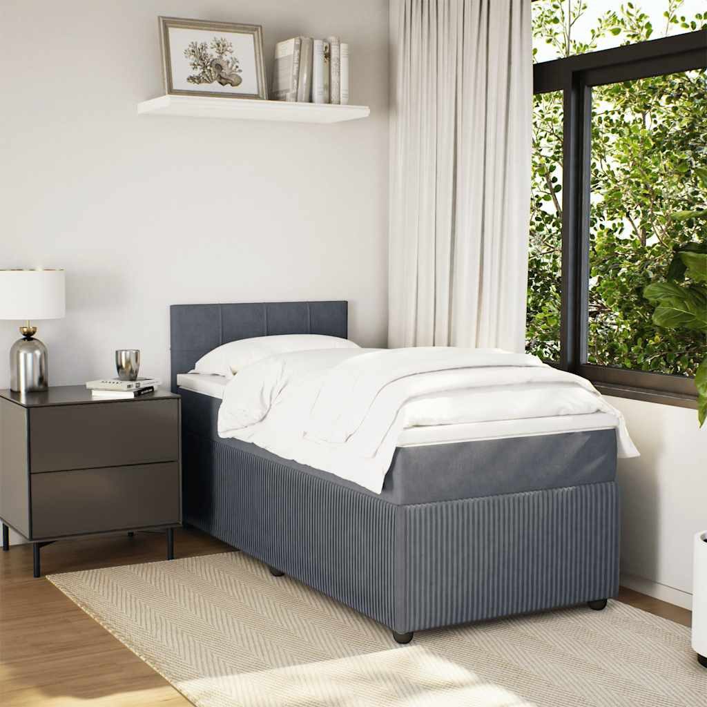 vidaXL Bett Boxspringbett mit Matratze Dunkelgrau günstig online kaufen