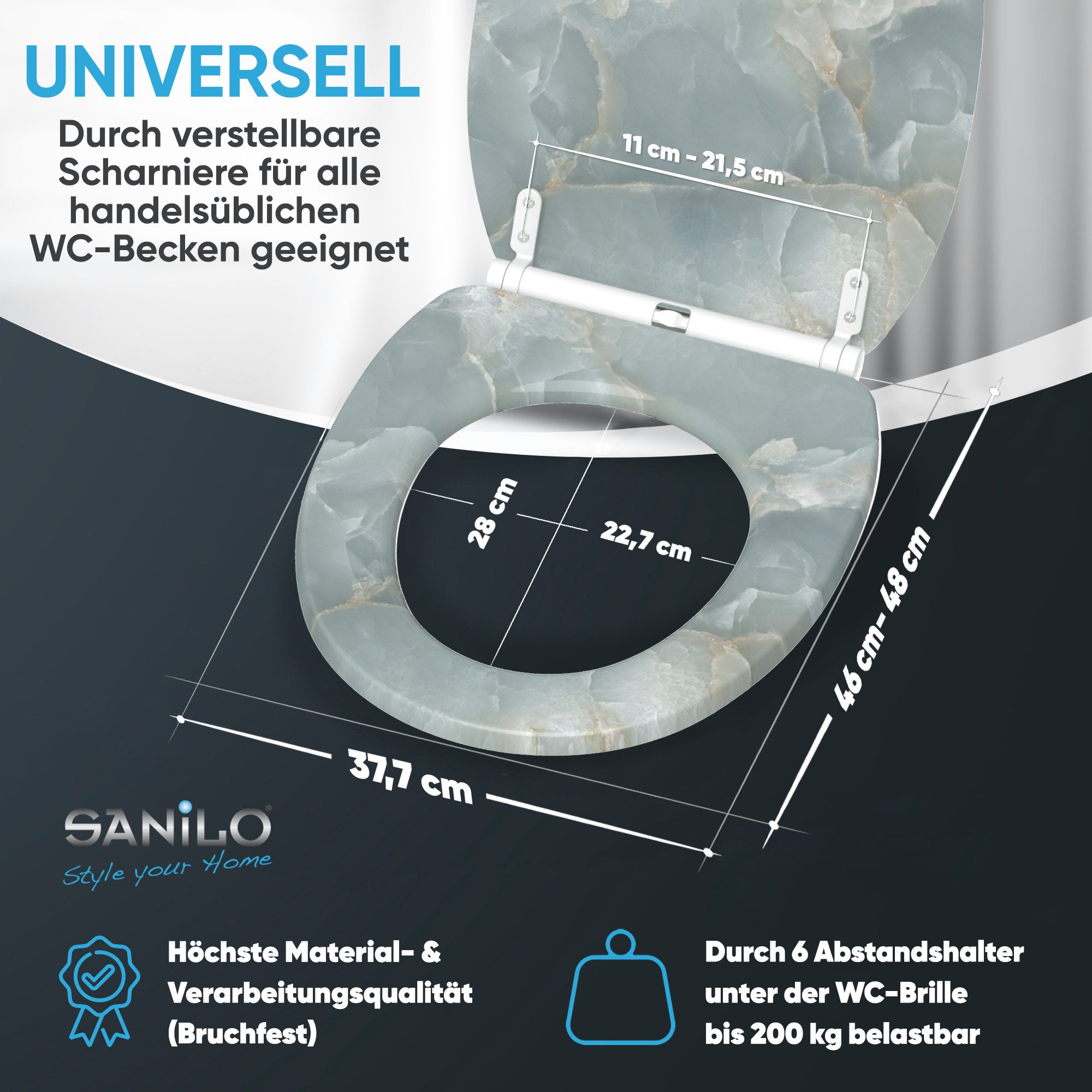 Sanilo WC-Sitz mit Absenkautomatik & Top Fix in vielen Designs, hochwertig, abnehmbar, leichte Montage von oben, mit Schraubenzieher – Bild 4 von 5