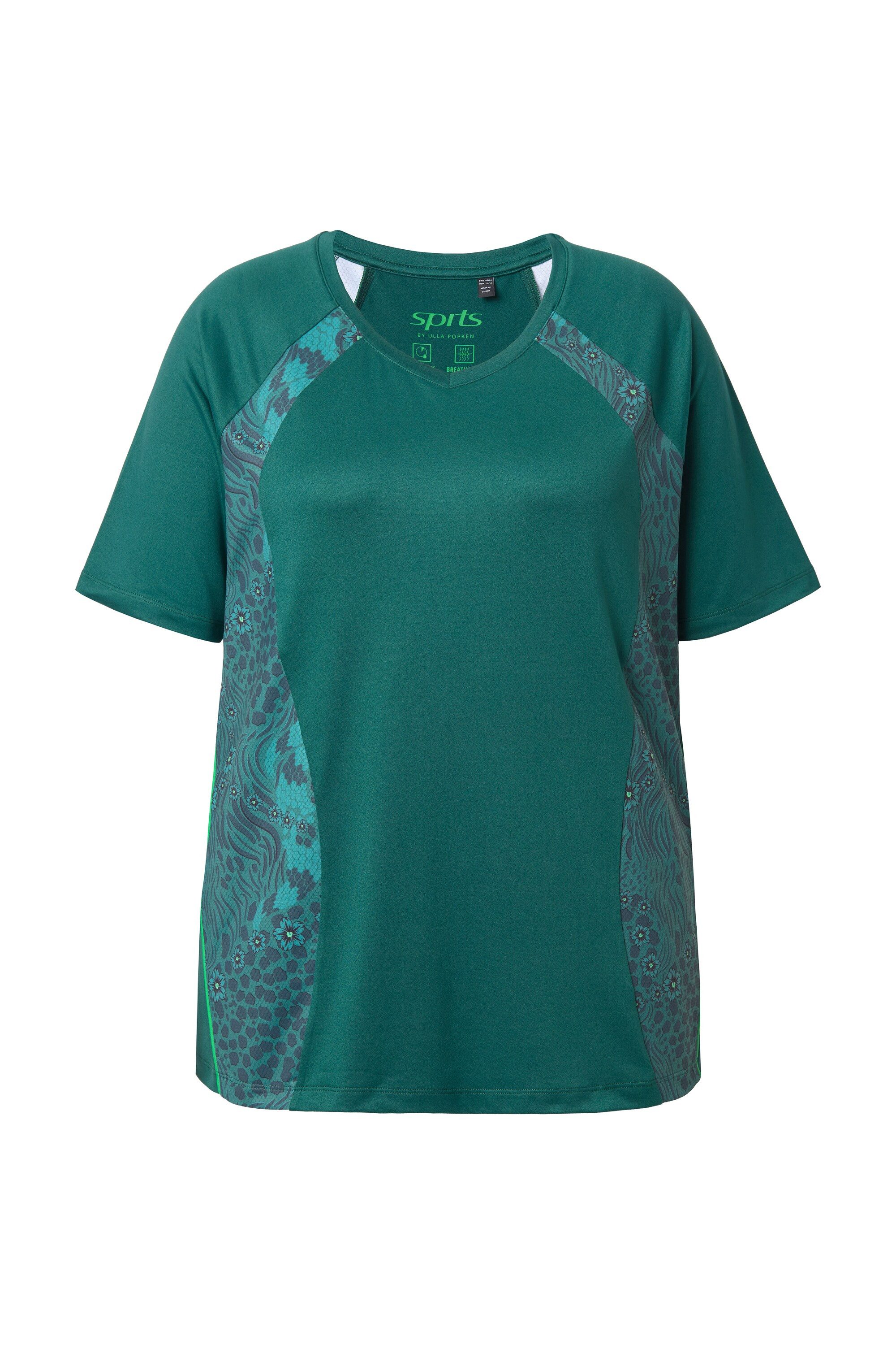 T-Shirt Funktionsshirt Blüten/Leo V-Ausschnitt Halbarm