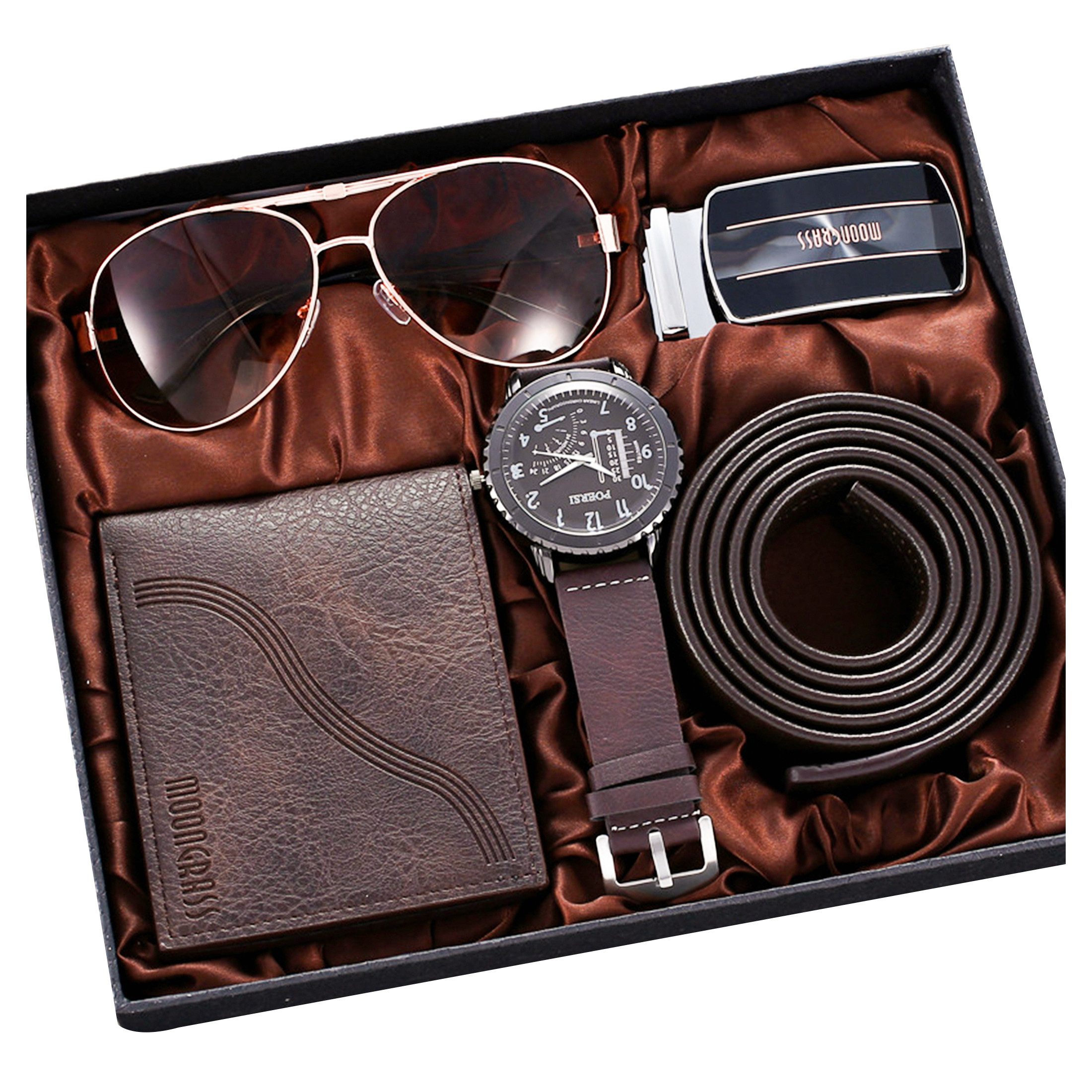 ibettertec Geldbörse 4PCS Geschenk für Männer Herrenuhr Gürtel Set (Mann Mä günstig online kaufen