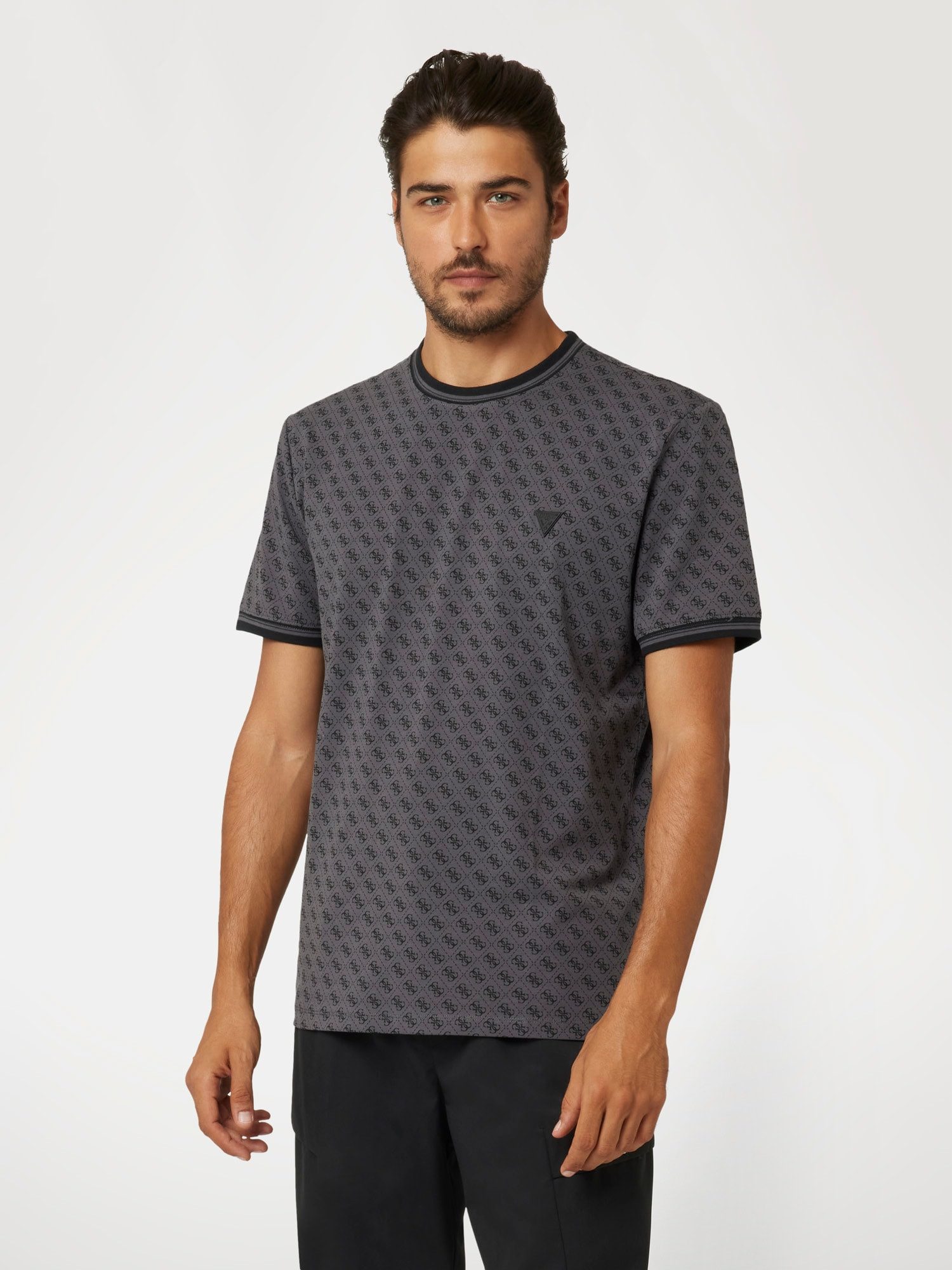 Guess T-Shirt MARSHALL Regular Fit, geringelte Bündchen