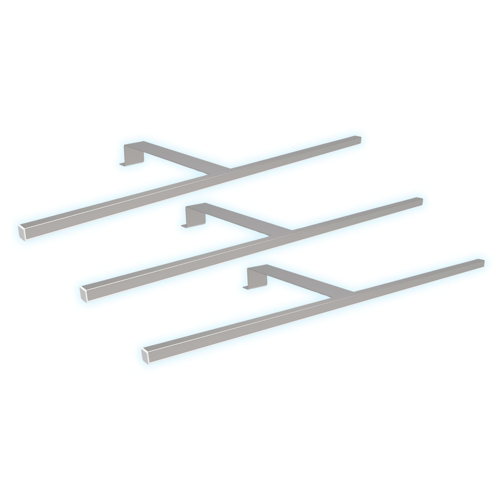 kalb Aufbauleuchte LED Schrankbeleuchtung Schwebetür Aufbauleuchte silbergrau 600mm, 3er Set neutralweiß, neutralweiß