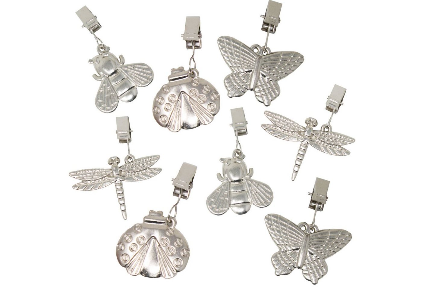 ToCi Tischtuchklammer Tischtuchklammer Tischdeckenbeschwerer Silber 8er Set - Mix Glänzend