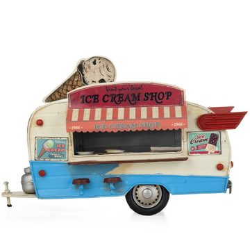Moritz Dekoobjekt Blech-Deko Ice-Cream Stand Anhänger Wohnwagen, Modell Nostalgie Antik-Stil Retro Blechmodell Miniatur Nachbildung