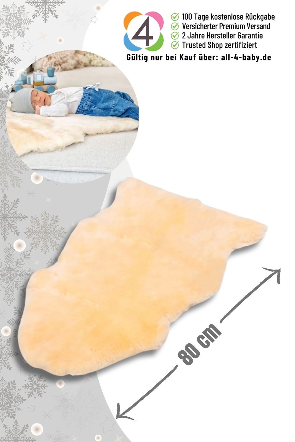 Fellhof Fußsack Baby-Lammfell geschoren