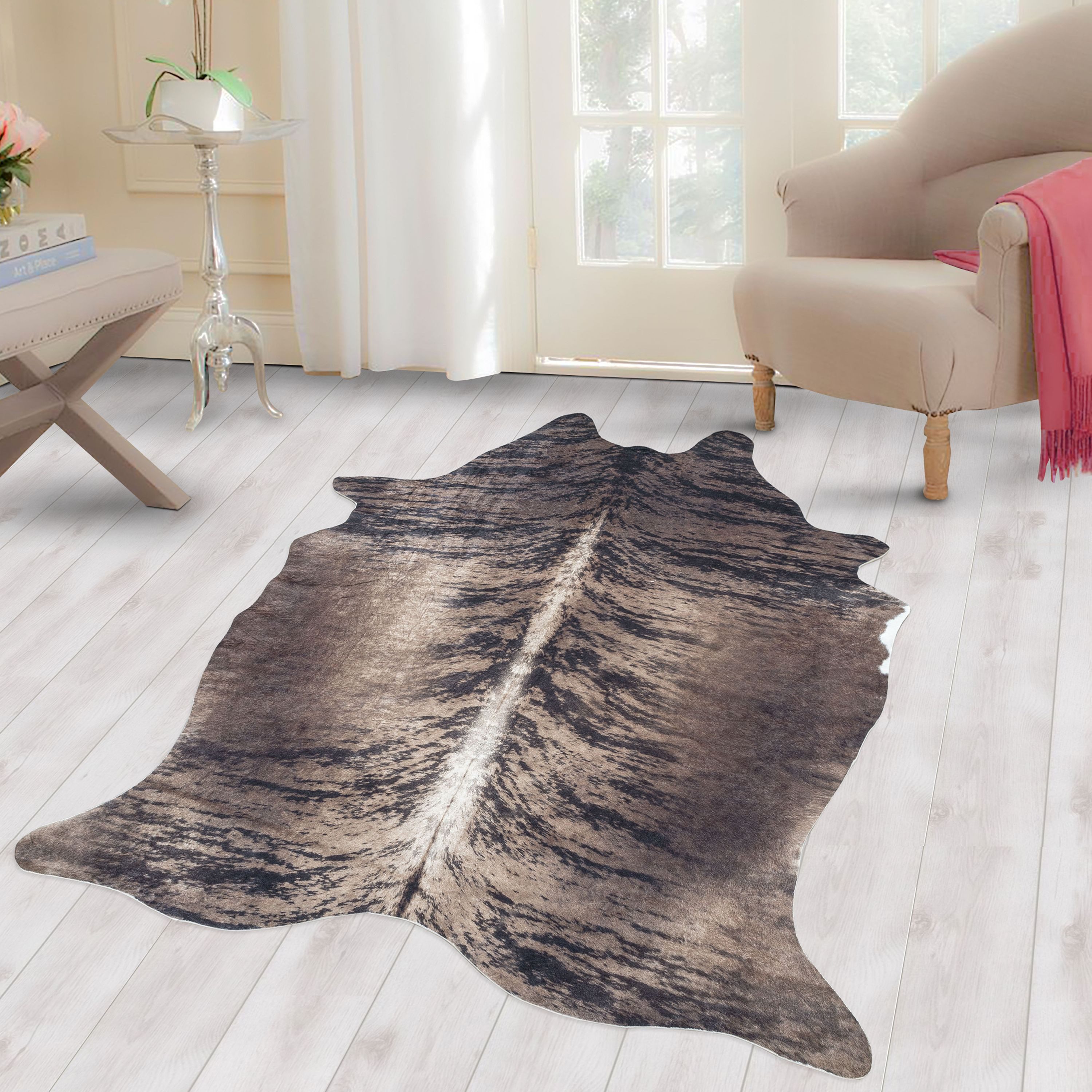 Carpettex Fellteppich Rindsleder Imitat, Rund, Höhe: günstig online kaufen