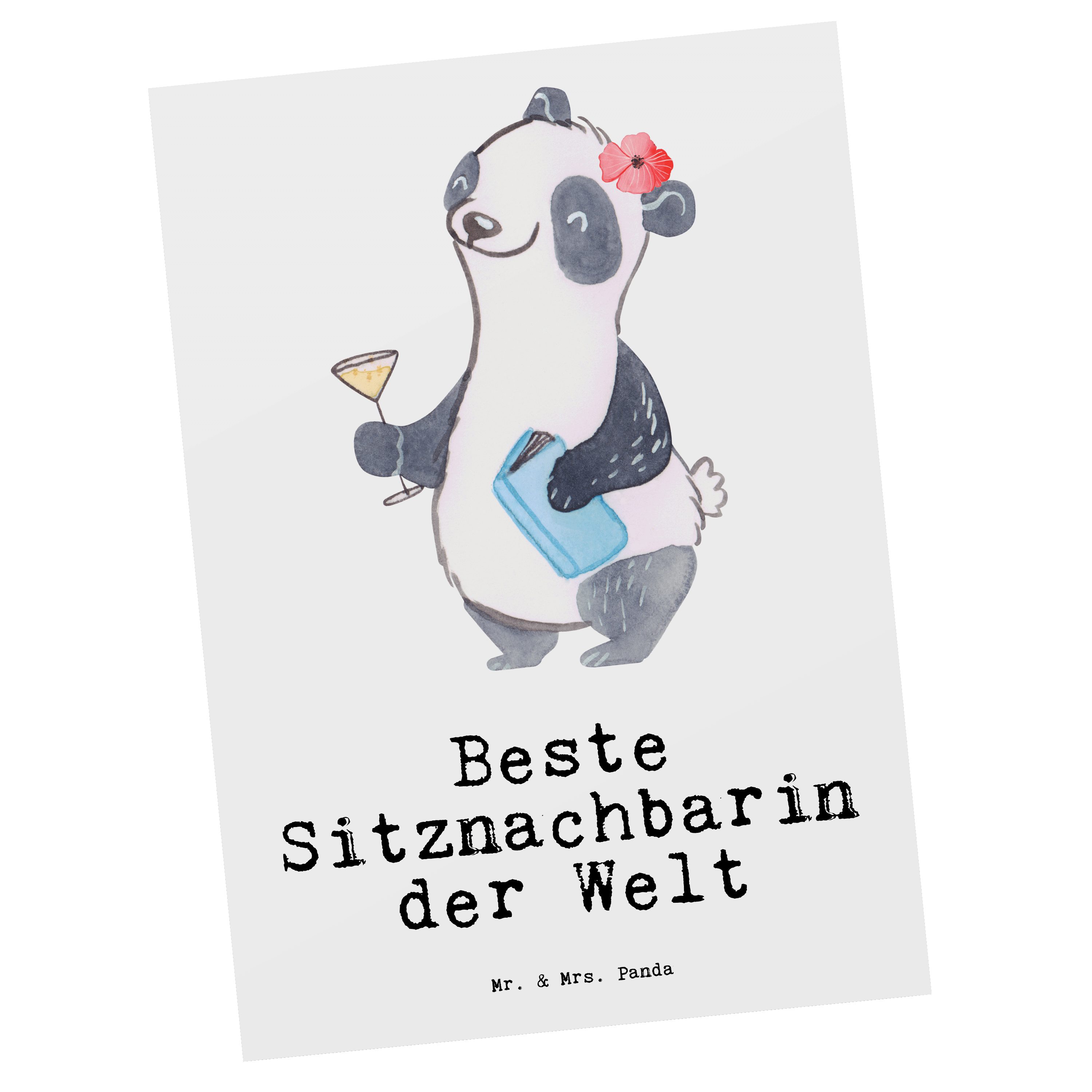 Mr. & Mrs. Panda Postkarte Panda Beste Sitznachbarin der Welt - Weiß - Geschenk, Geburtstagskart