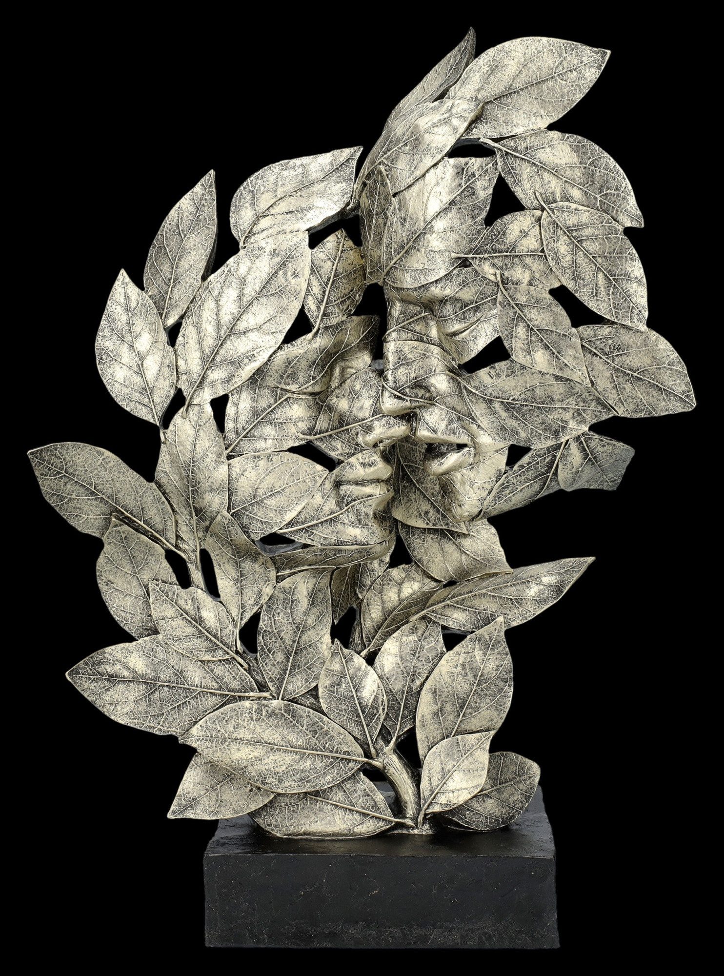 Figuren Shop GmbH Dekoobjekt Skulptur aus Blättern - Natürliche Emotion - Kuss - wunderschöne Dekor