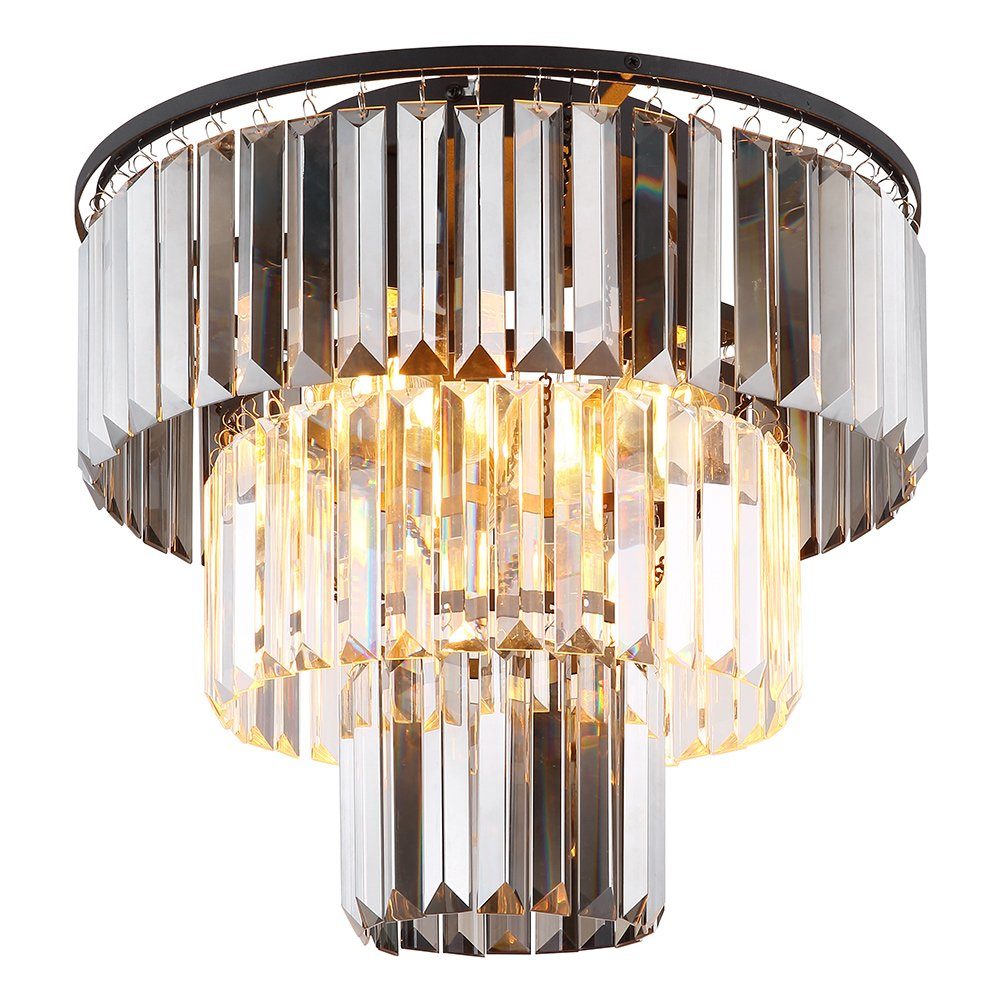 GLOBO LIGHTING LED Deckenleuchte, Leuchtmittel inklusive, Warmweiß, Deckenlampe Esszimmerleuchte LED Kronleuchter Glaskristalle rauch
