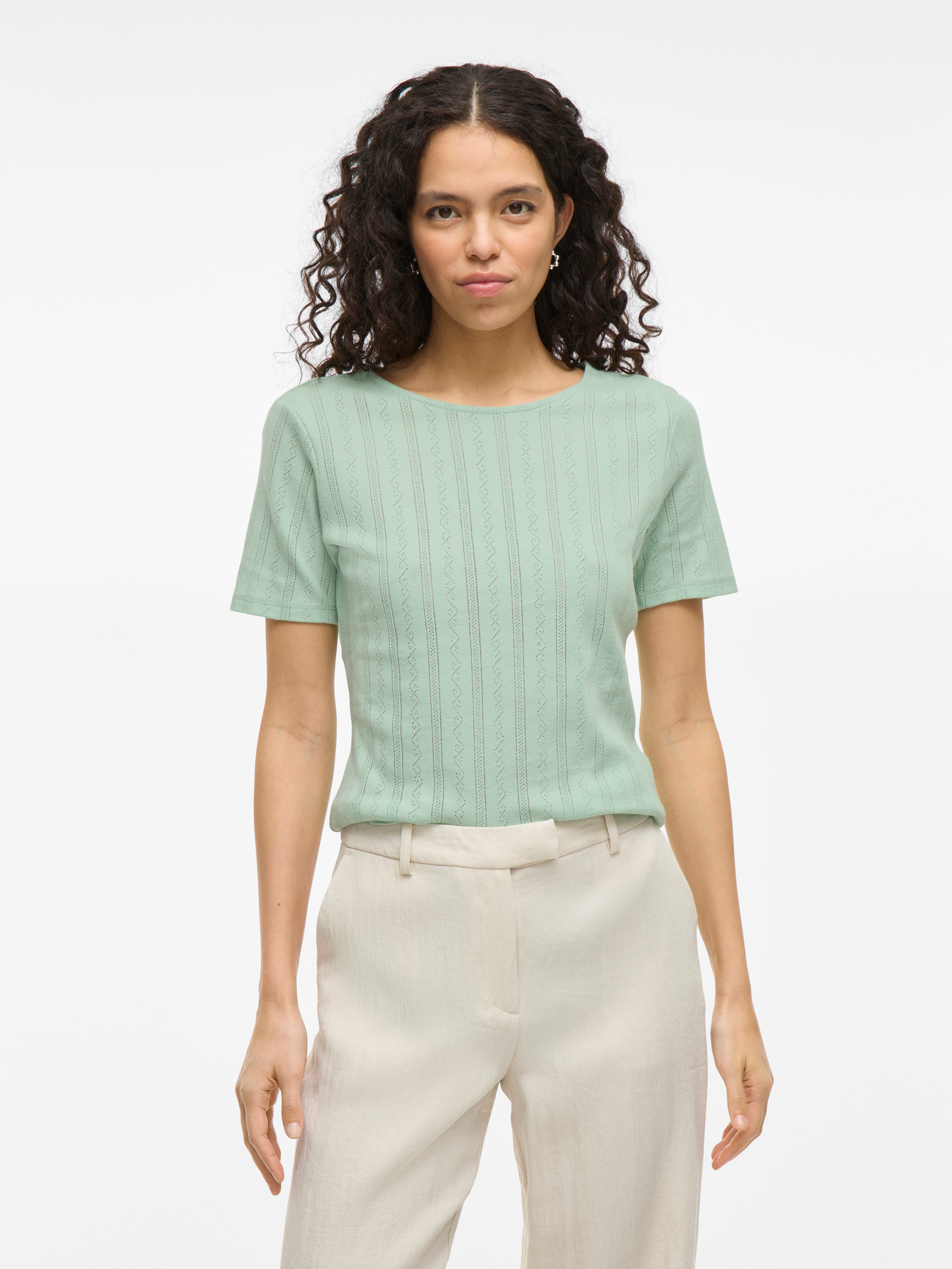 Vila Kurzarmshirt VIKASSIE S/S POINTELLE TOP günstig online kaufen