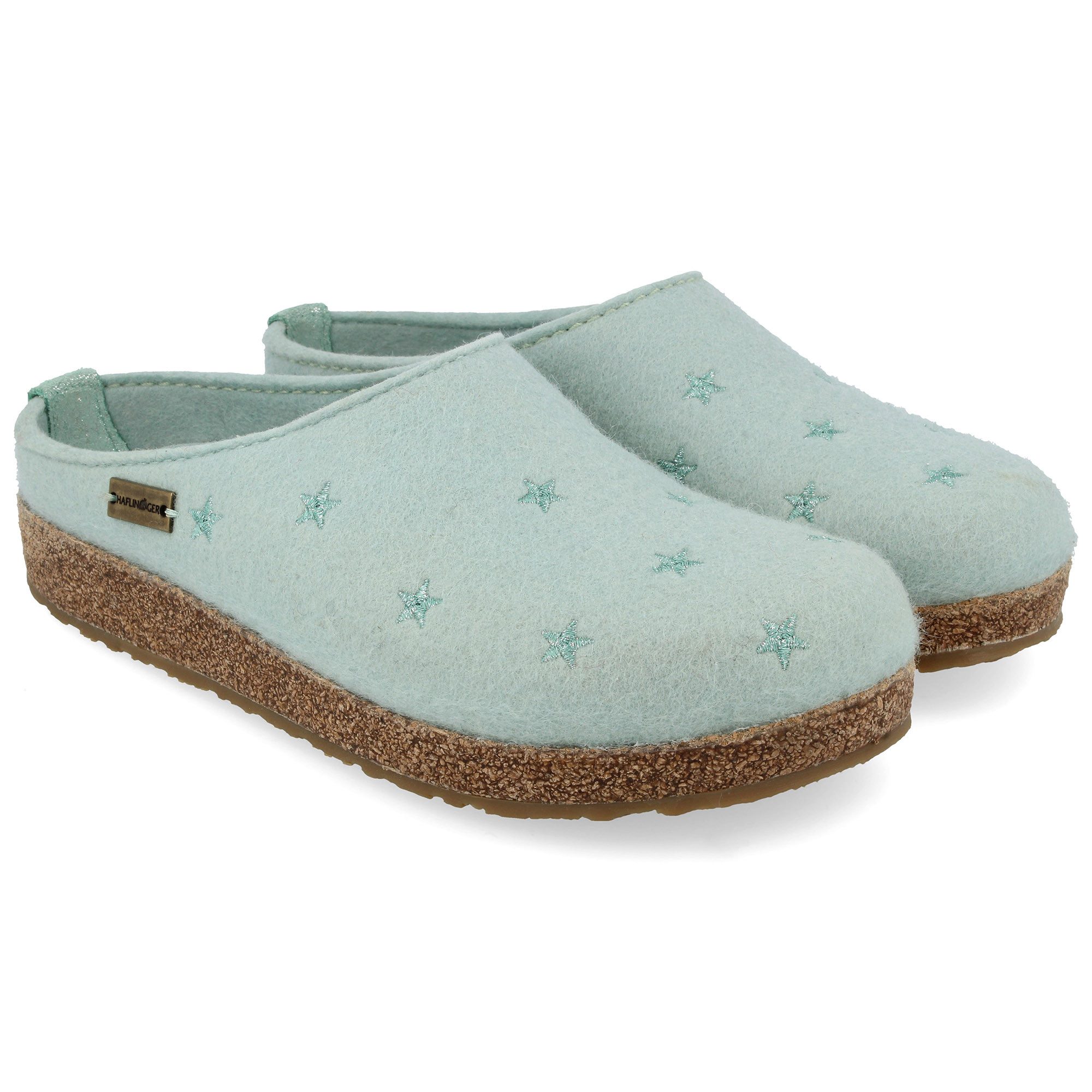 Grizzly Stelline Filzclog aus reinem Wollfilz Unisex Sternmotiv Hausschuh