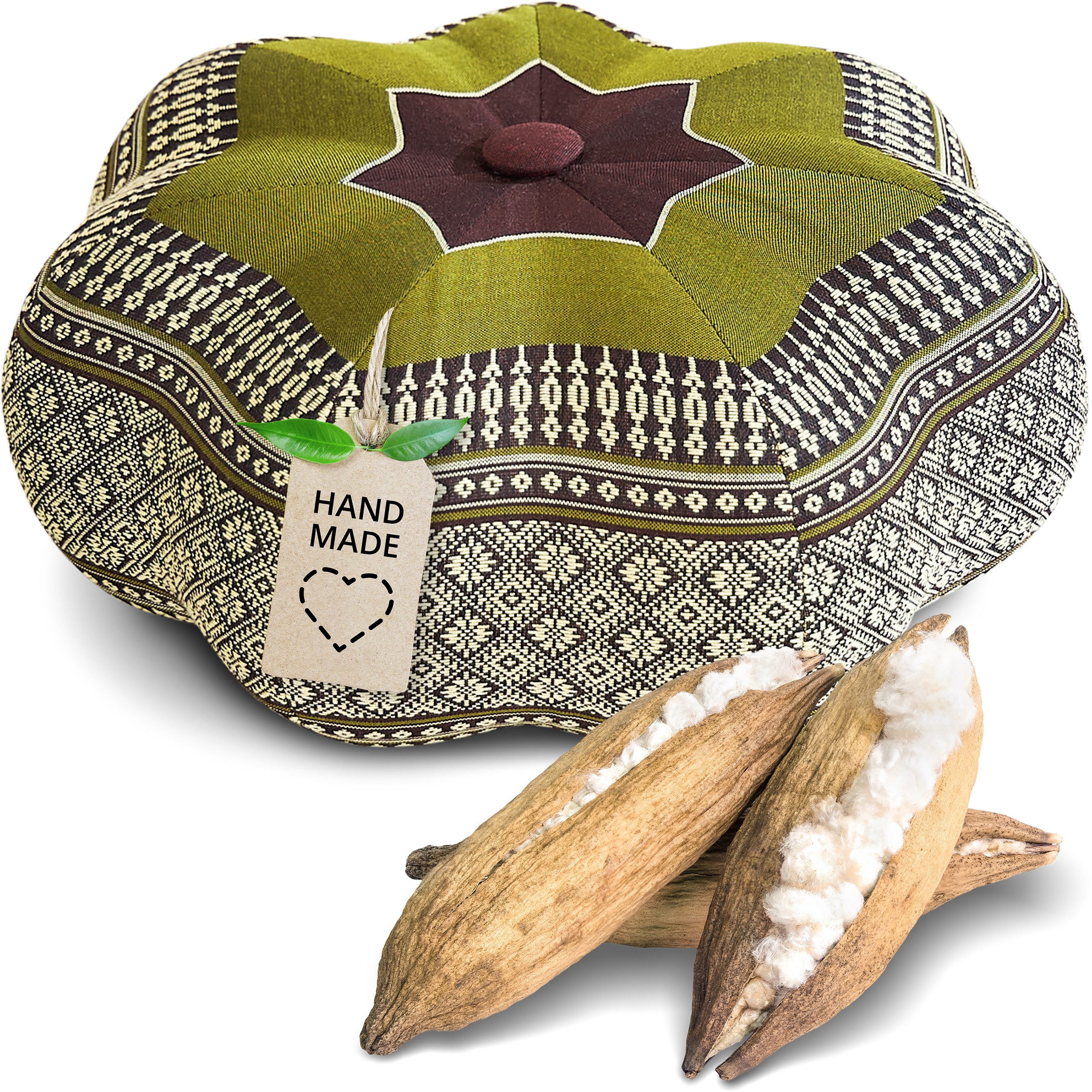 livasia Meditationskissen Zafukissen Stern klein, vegan und handgefertigt, 30x15cm, Kapok