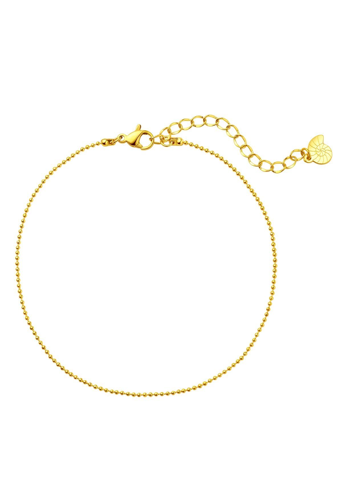 Hey Happiness Fußkette Damen Kugelkette Erbskette, 18K Roségold Vergoldet, Basic Fußband Edelstahl Satellite Kette, wasserfest