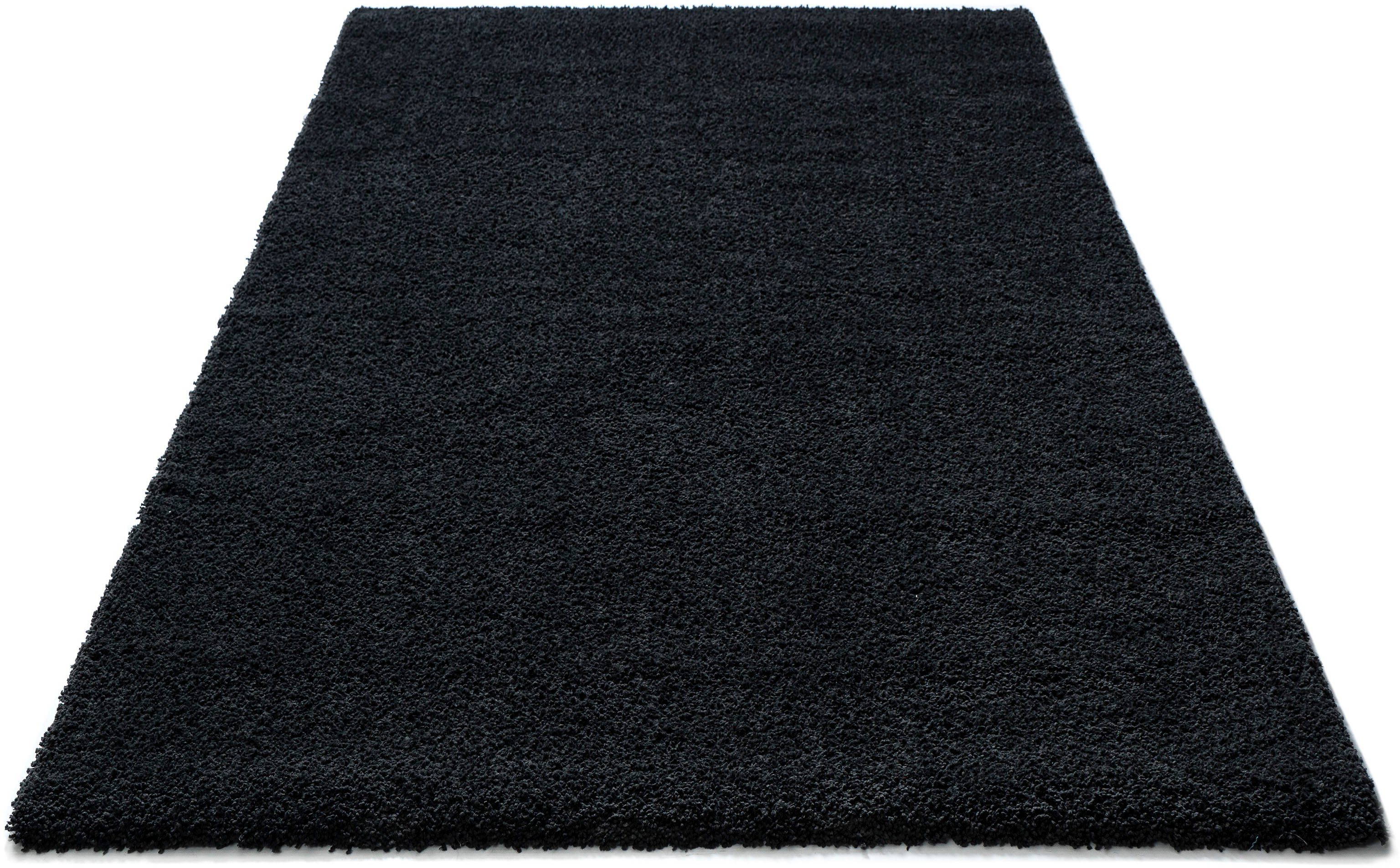 Hochflor-Teppich Ilvi, andas, rechteckig, Höhe: 31 mm, extra flauschig, besonders weich durch Mikrofaser, einfarbig, weich schwarz | Shaggy-Teppiche