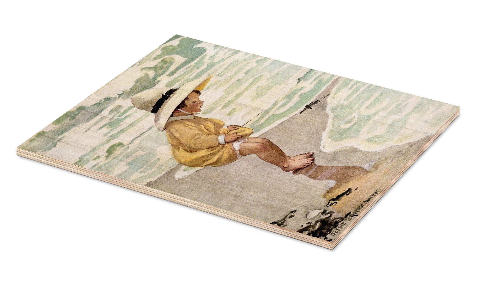 Posterlounge Wandbild Ein kleines Mädchen spielt in den Wellen, Jessie Willcox Smith, erhältlich als Poster, Leinwandbild, Wandsticker oder Acrylglasbild