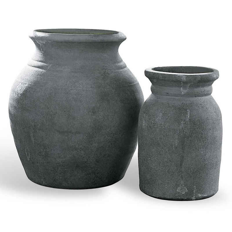 Mirabeau Tischvase Vase 2er Set Molduc antikgrau