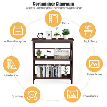 COSTWAY Konsolentisch, 3 Ebenen, schmal, Beistelltisch Holz, 79 x 32 x 86 cm