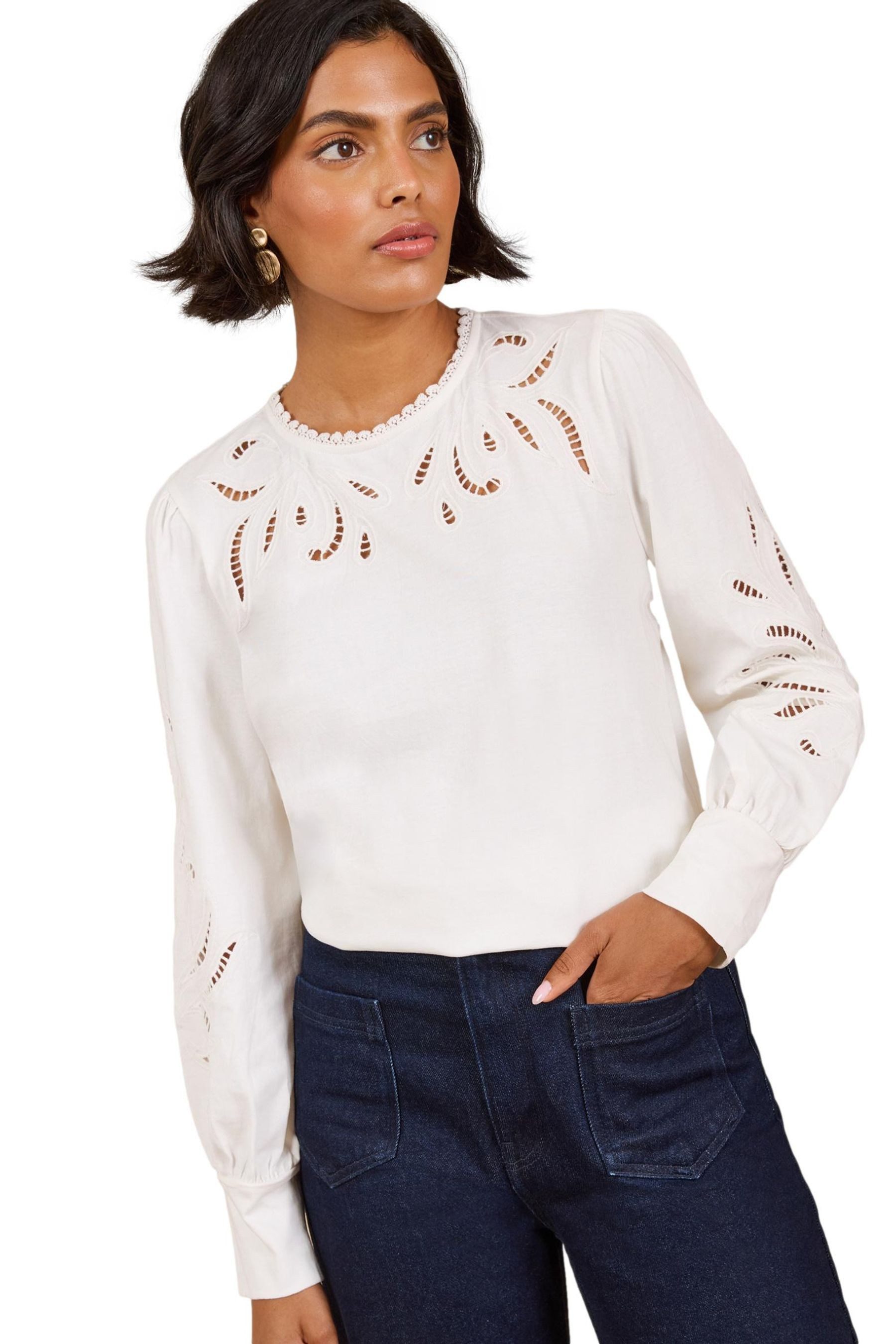 Love & Roses Langarmbluse Love & Roses Langarmshirt mit Kräuselausschnitt (1-tlg)