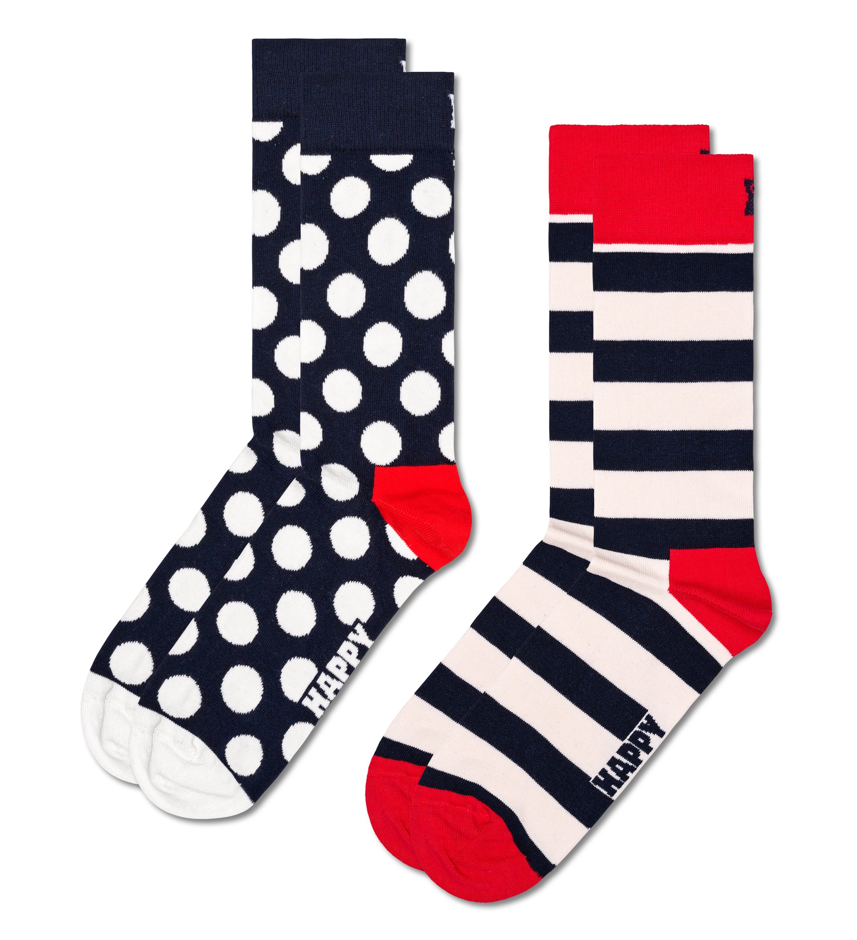 Happy Socks Socken Classic Big Dot Socks (Packung, 2-Paar) Dots & Stripes