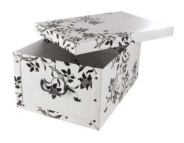 Home4You Aufbewahrungsbox, 2er Set, Weiß, Blumenranken, Papier, mit Griffen (2 St), 51 x 37 cm