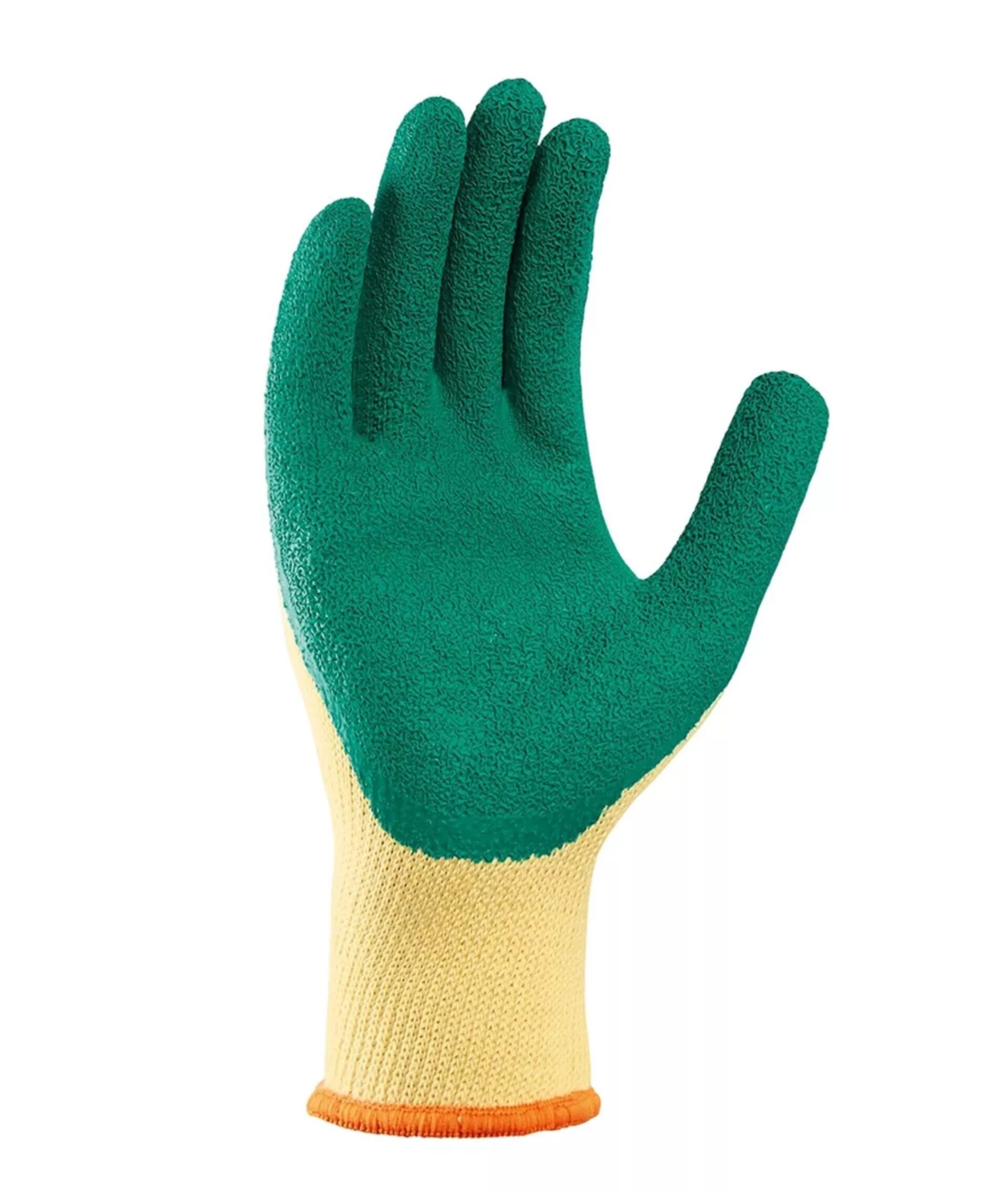 teXXor Arbeitshandschuh-Set 2206 Grobstrickhandschuh Polyester Latex Beschichtung (Karton, 12-St., VPE= 12-144 Paar, Gr. 7-11) guter Grip/ Pflasterarbeiten geeignet