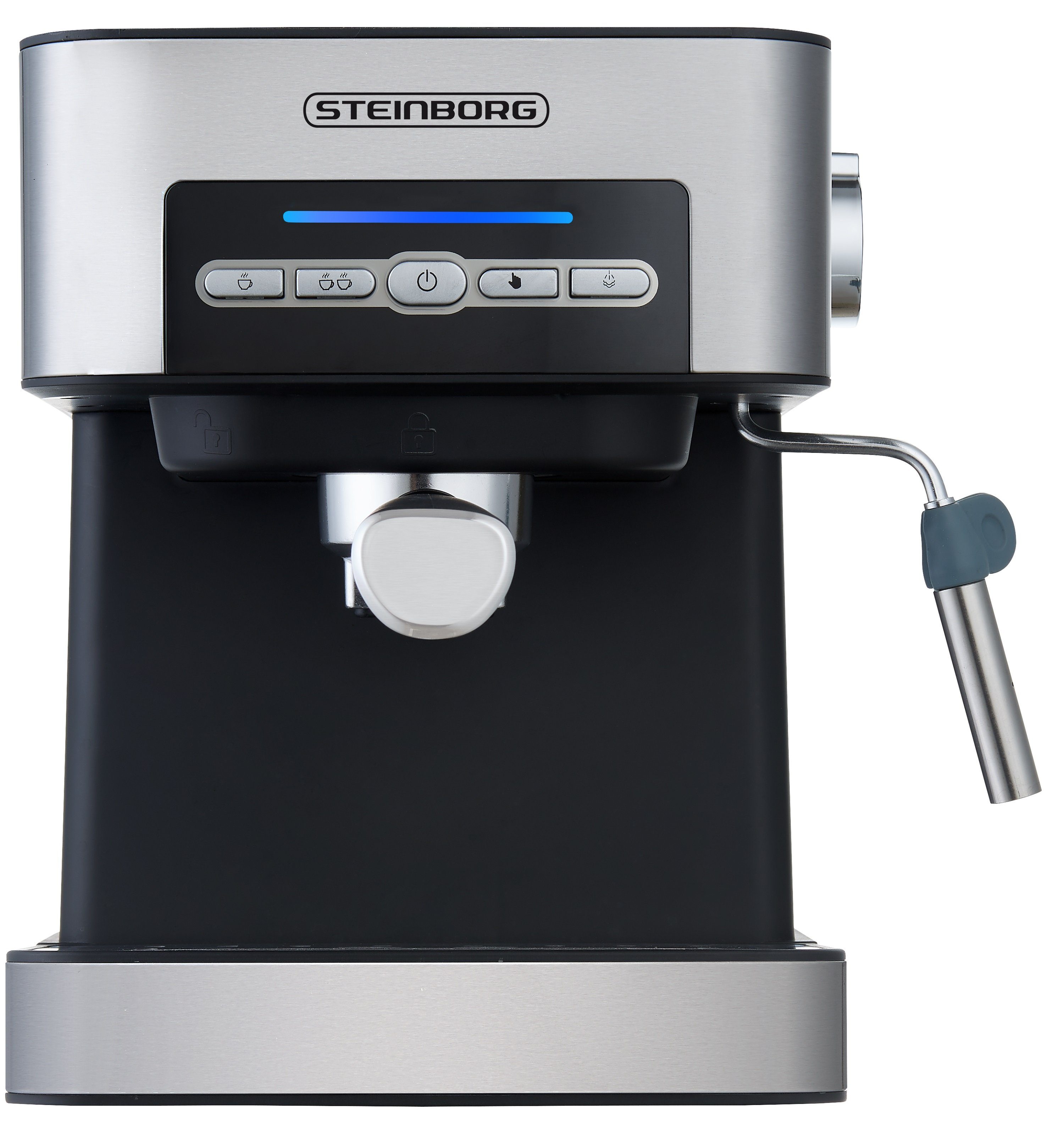 Edelstahl Filterkaffeemaschine SB-6040, STEINBORG bar, Milchaufschäumer 15 Design,