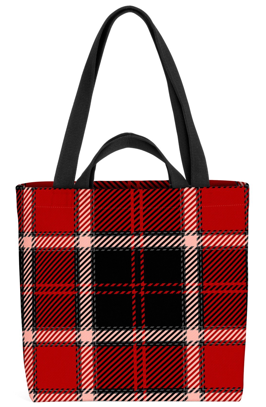 VOID Henkeltasche (1-tlg), Plaid Karo Rot Schwarz kariert holzfäller schottisch mustern schecke