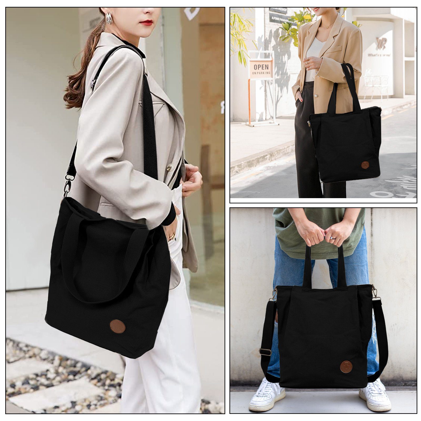 Umhängetasche, Bag Handtasche, Verkehrss Umhängetasche Casual schwarz Multifunktionale TAN.TOMI Groß Crossbody Schultertasche, Canvas