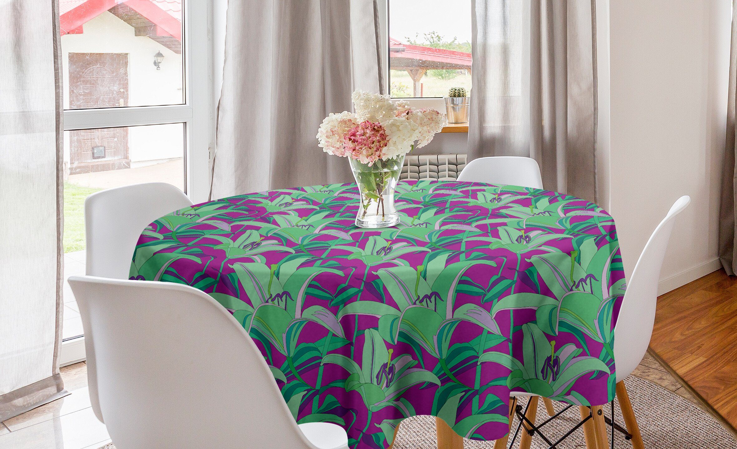 Abakuhaus Tischdecke Kreis Tischdecke Abdeckung für Esszimmer Küche Dekoration, Blumen Close up Hawaiian Pflanzen
