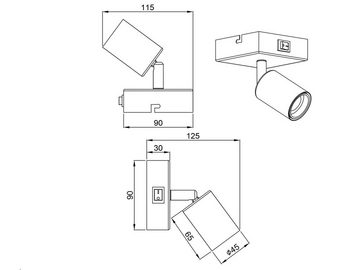 meineWunschleuchte LED Wandstrahler, Dimmfunktion, LED wechselbar, Warmweiß, innen mit Schalter, kleine Nachttischlampe Wand-leuchte Bett, Silber