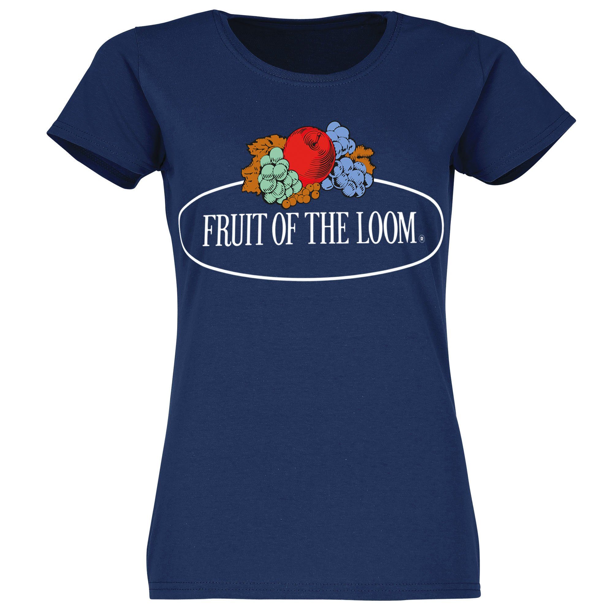 the of Damen Fruit T-Shirt of Loom Logo the Loom of Rundhalsshirt Fruit navy the Loom Fruit mit