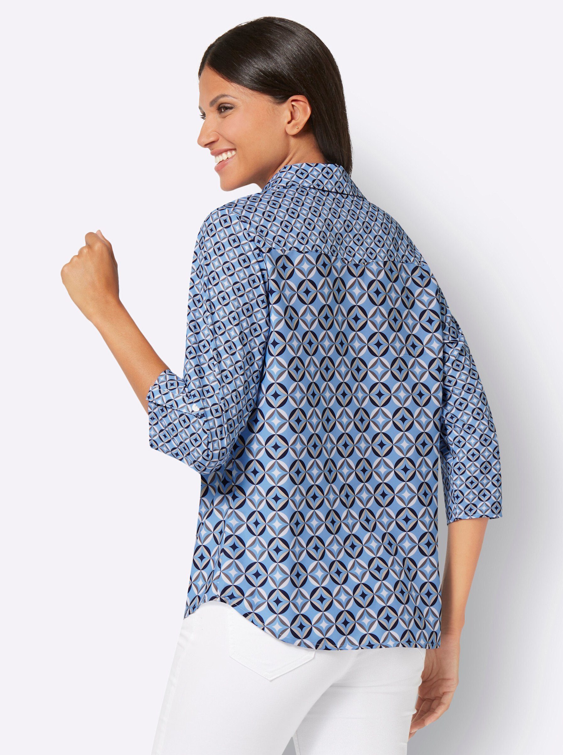 Klassische Sieh an! himmelblau-marine-bedruckt Bluse