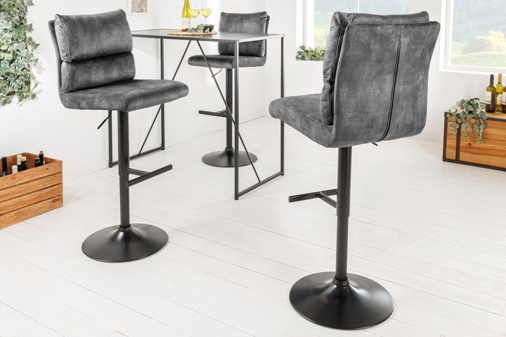 riess-ambiente Barhocker COMFORT dunkelgrau/schwarz - Samt, Metall, höhenverstellbar, weich (Einzelartikel, 1 St), Drehbarer Stuhl mit Lehne - ideal für Wohn- u – Bild 5 von 5