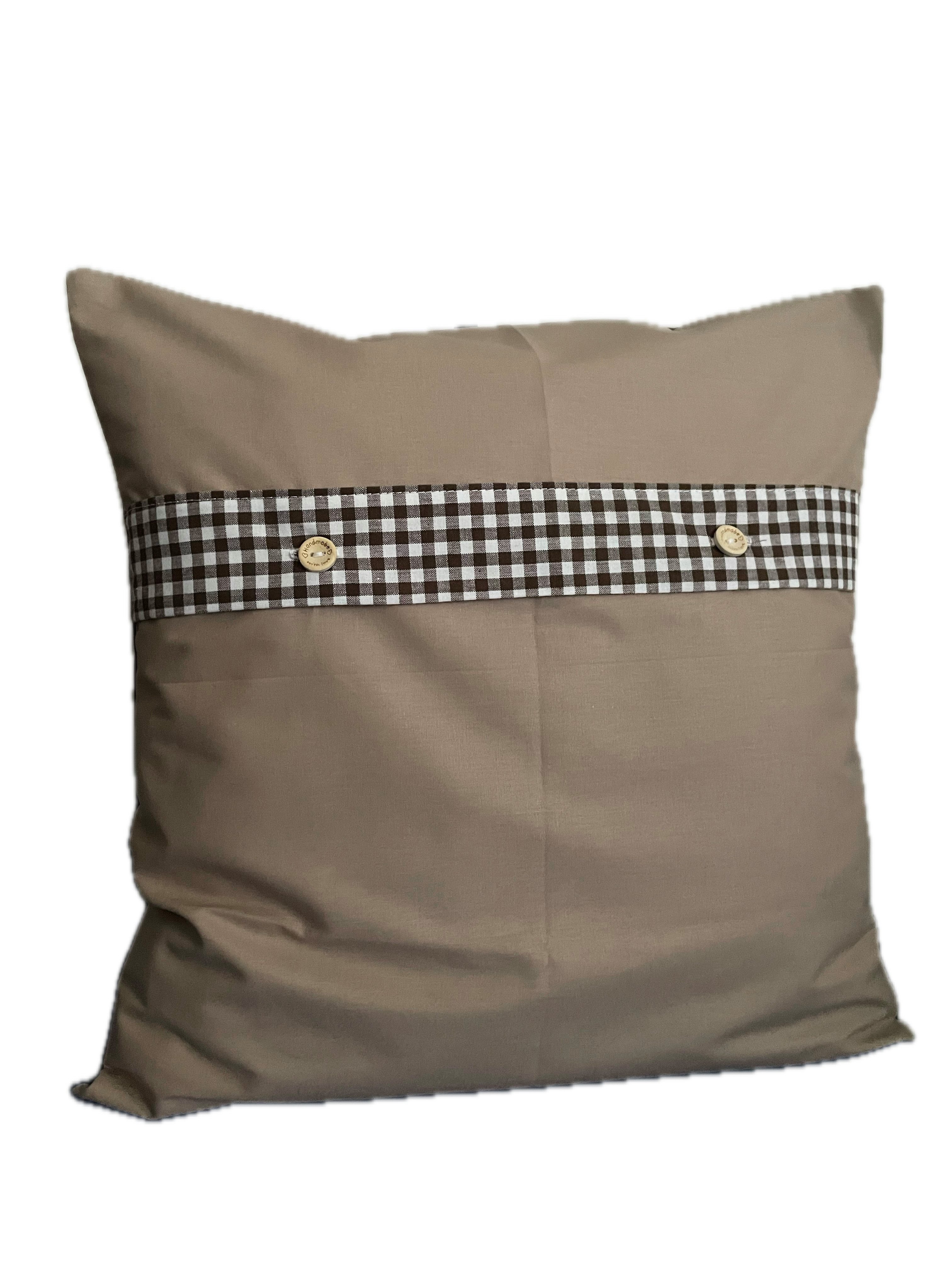 Ammerkind Dekokissen Landhausstil Kissenbezug *Herbst* beige/braun kariert, Handarbeit aus Deutschland